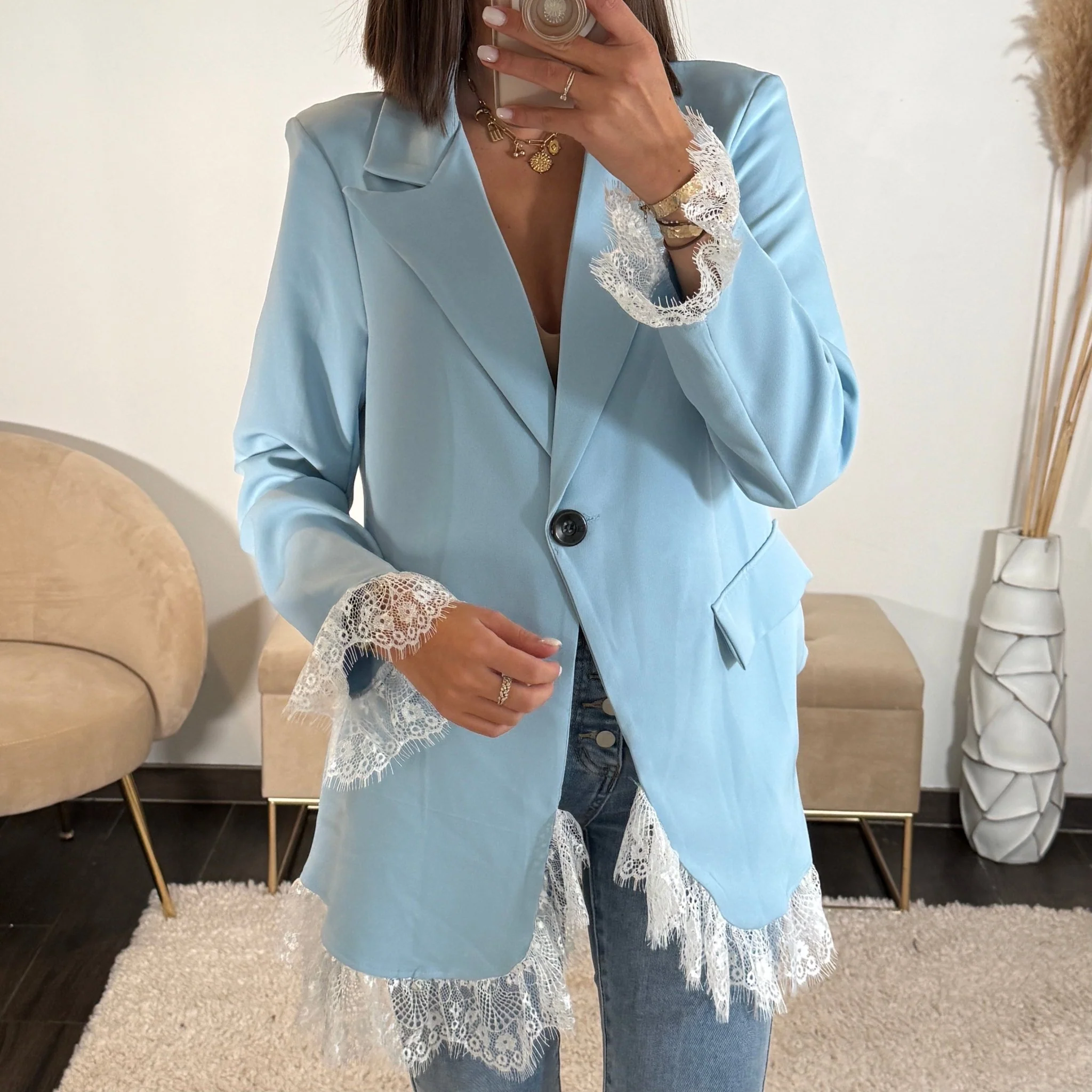 BLAZER BLEU DENTELLE ZELLY