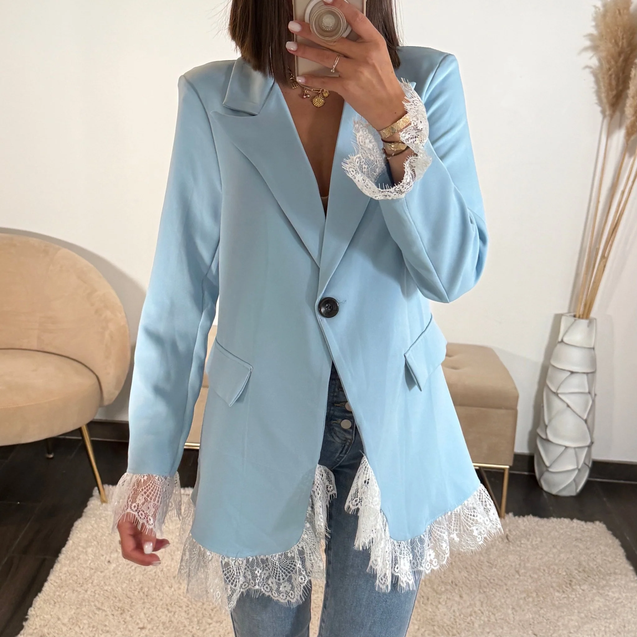 BLAZER BLEU DENTELLE ZELLY - Image 2