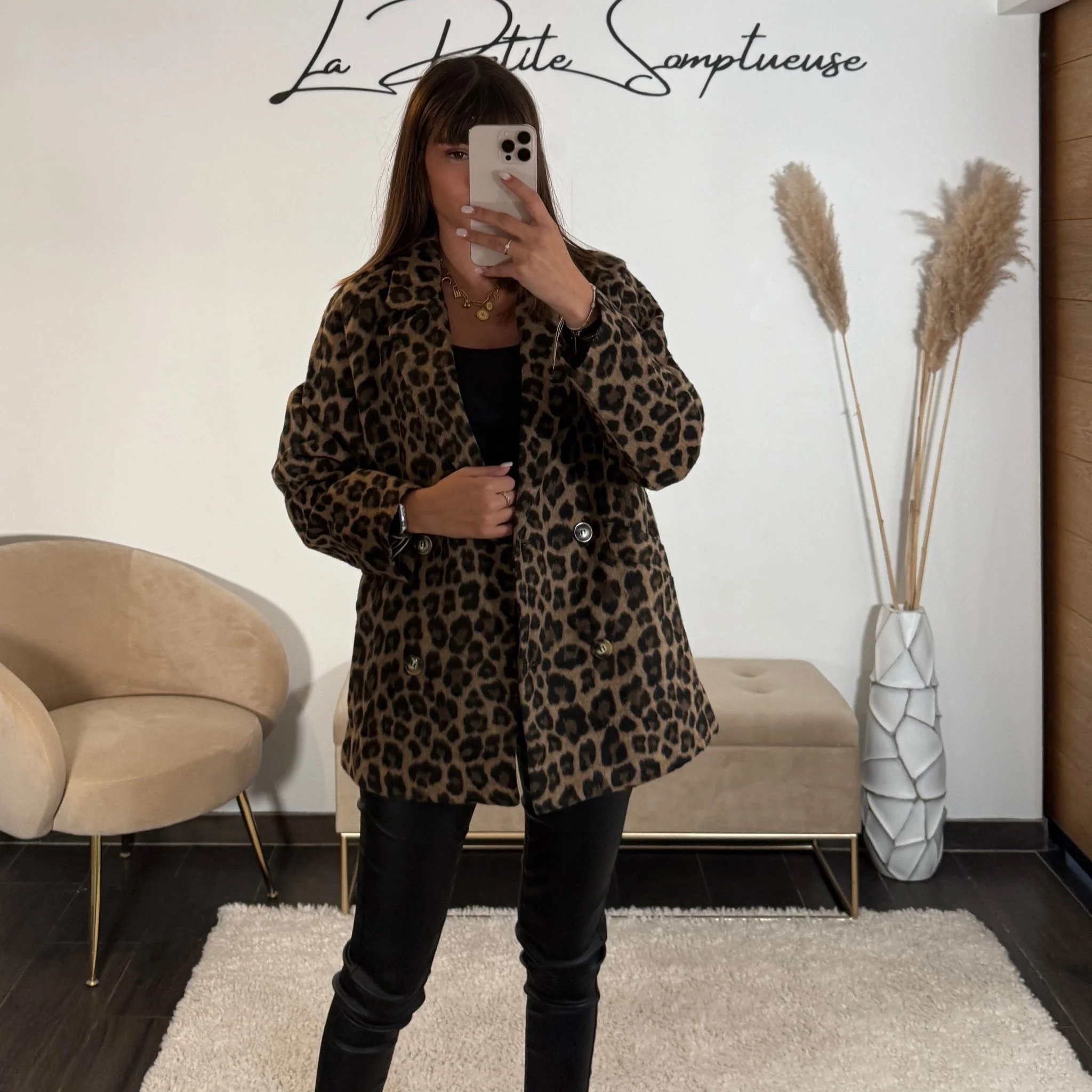 MANTEAU BLAZER LEOPARD EN LAINE RONY