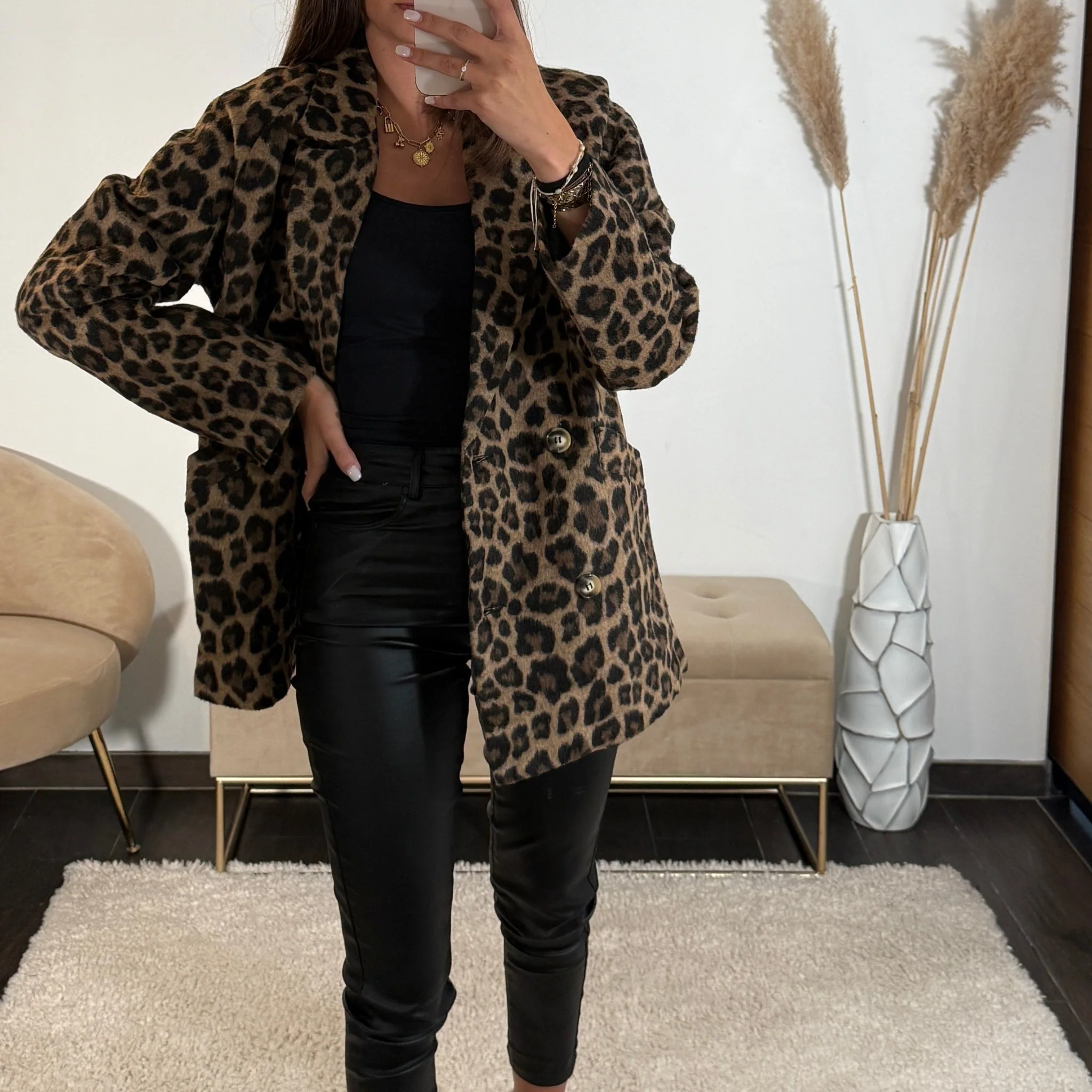 MANTEAU BLAZER LEOPARD EN LAINE RONY - Image 2
