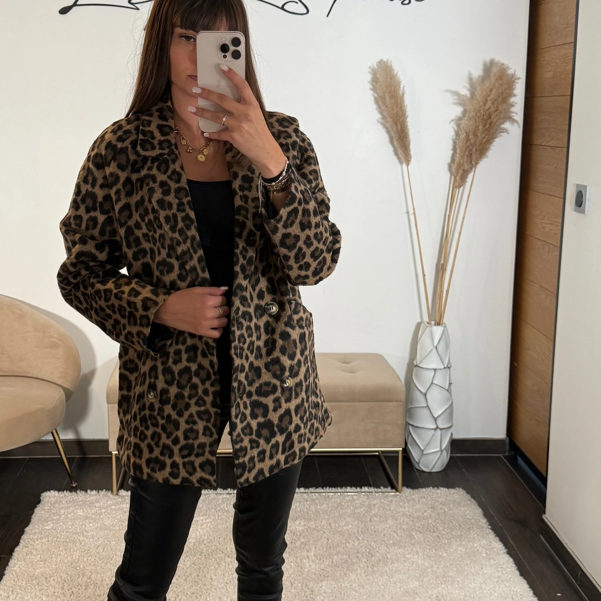 MANTEAU BLAZER LEOPARD EN LAINE RONY - Image 3
