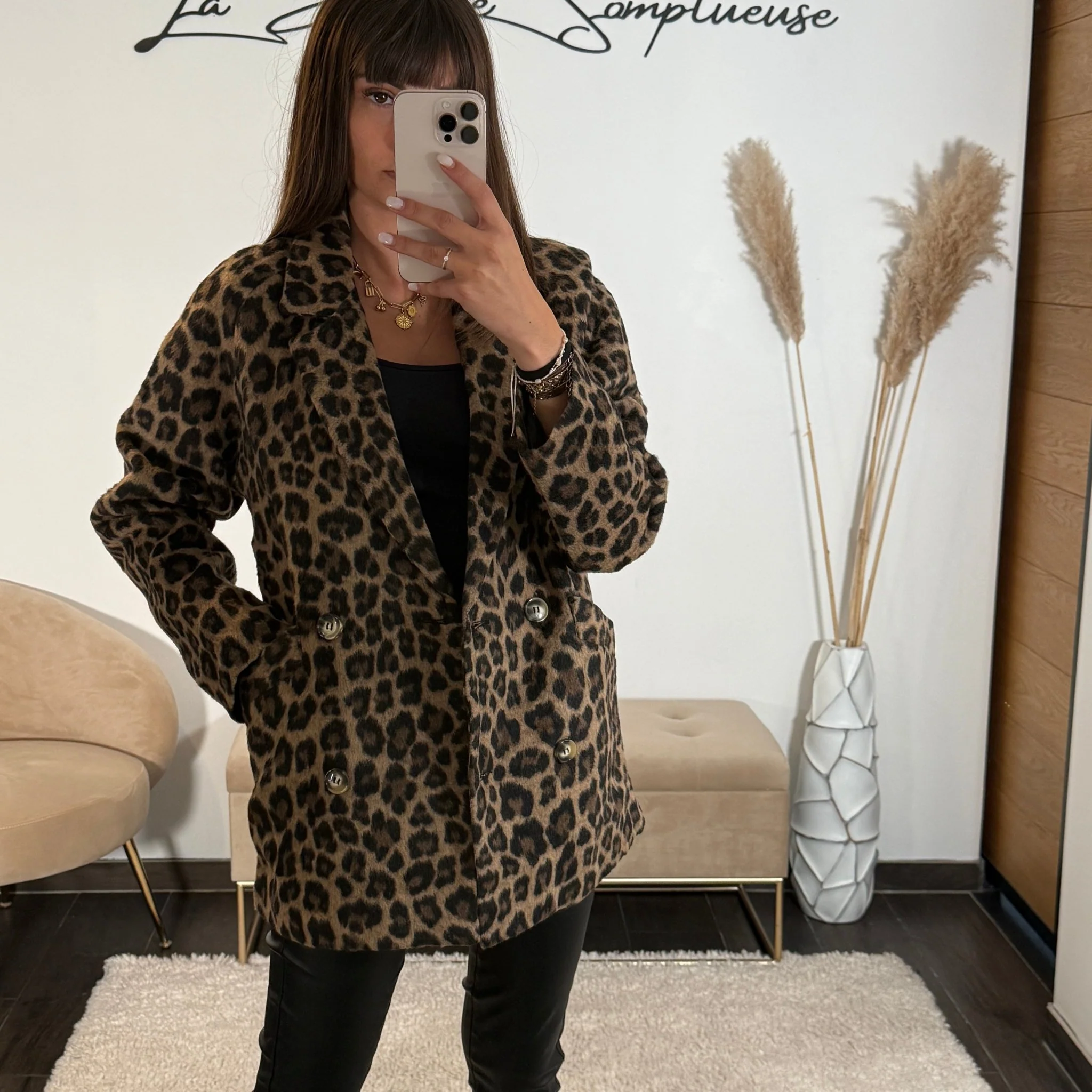 MANTEAU BLAZER LEOPARD EN LAINE RONY - Image 4