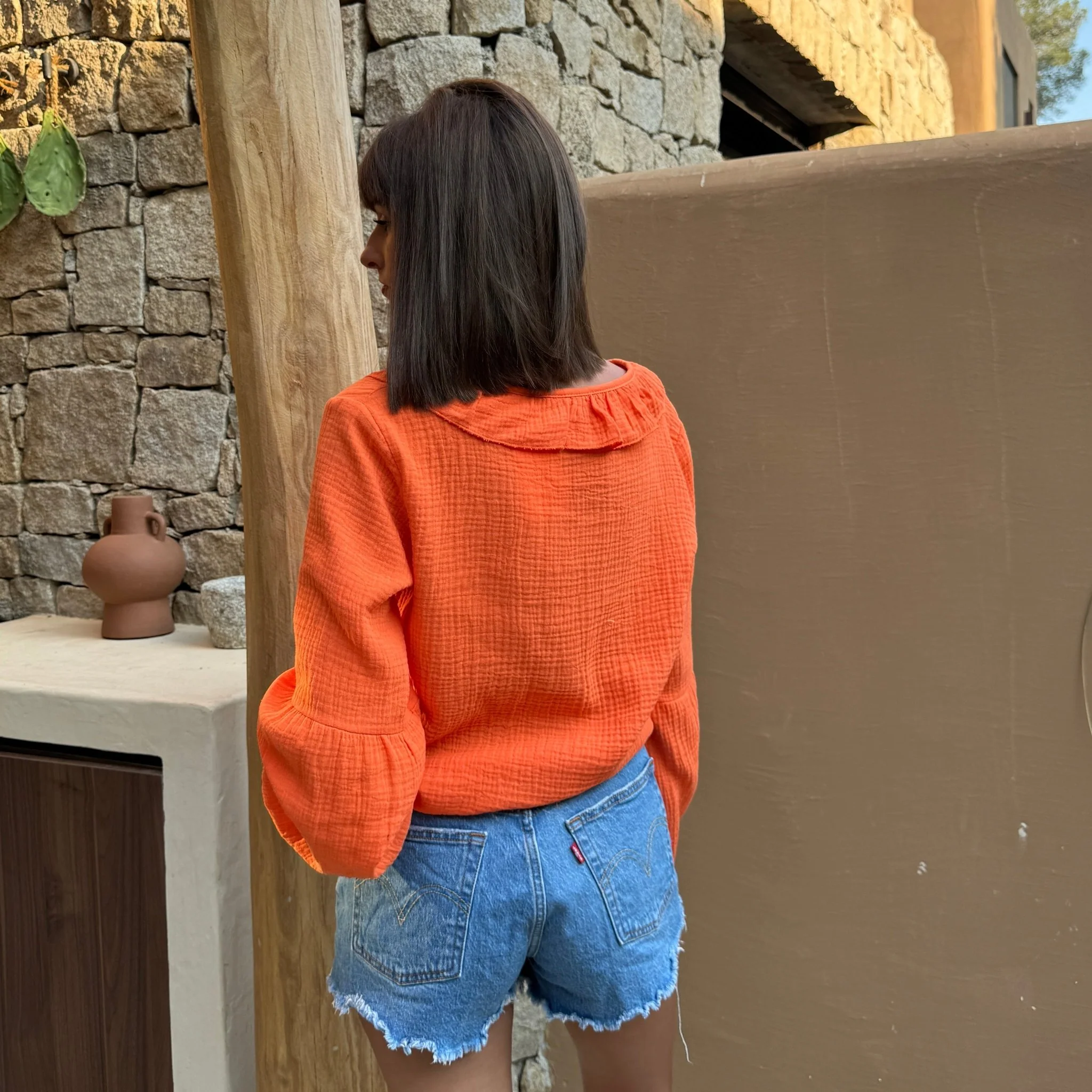 BLOUSE NOEUD ORANGE JUNE - Image 4