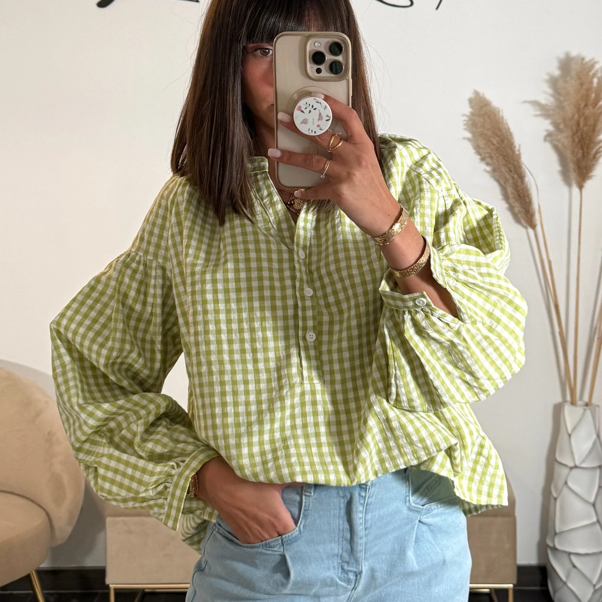 BLOUSE VICHY VERT
