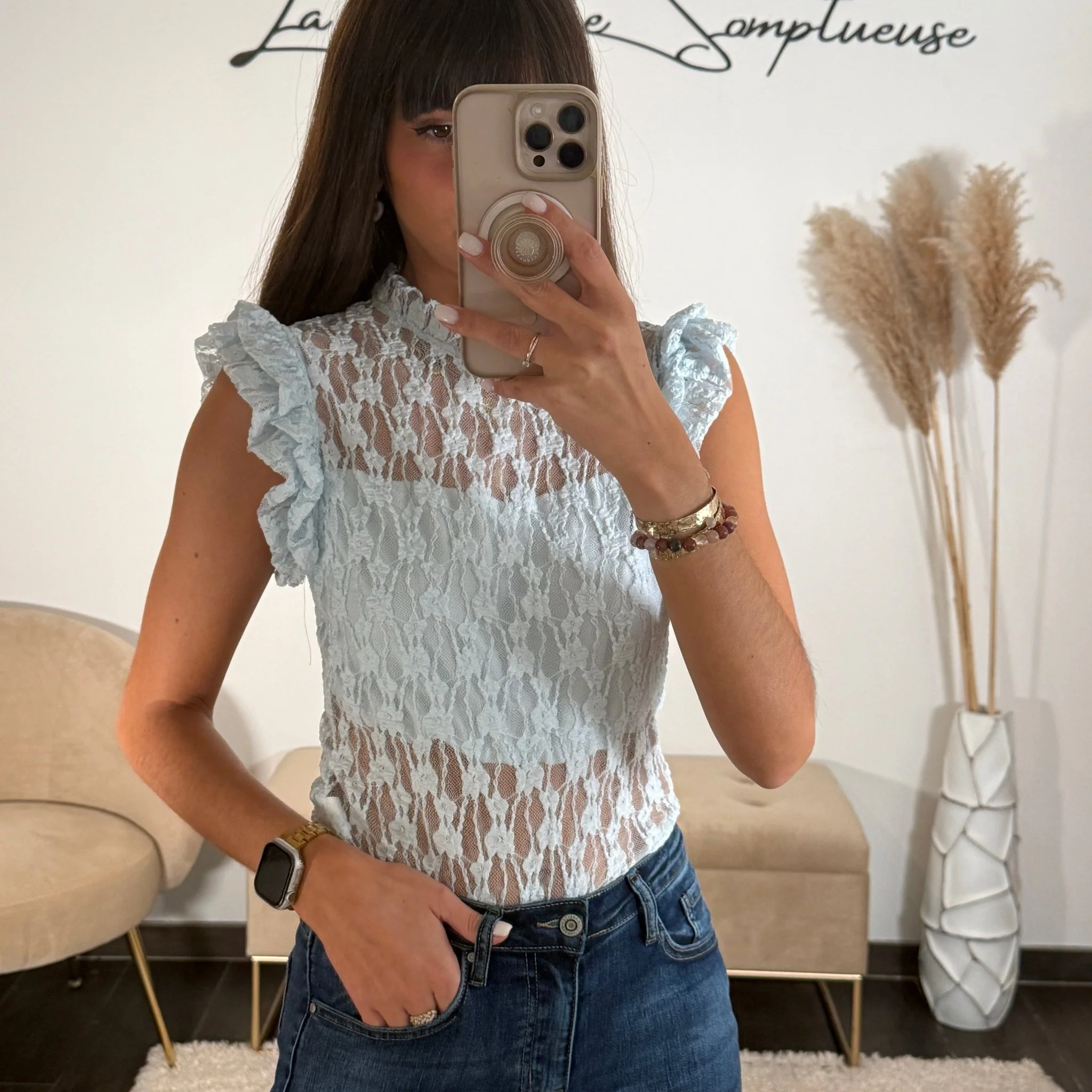BODY DENTELLE BLEU ELISA