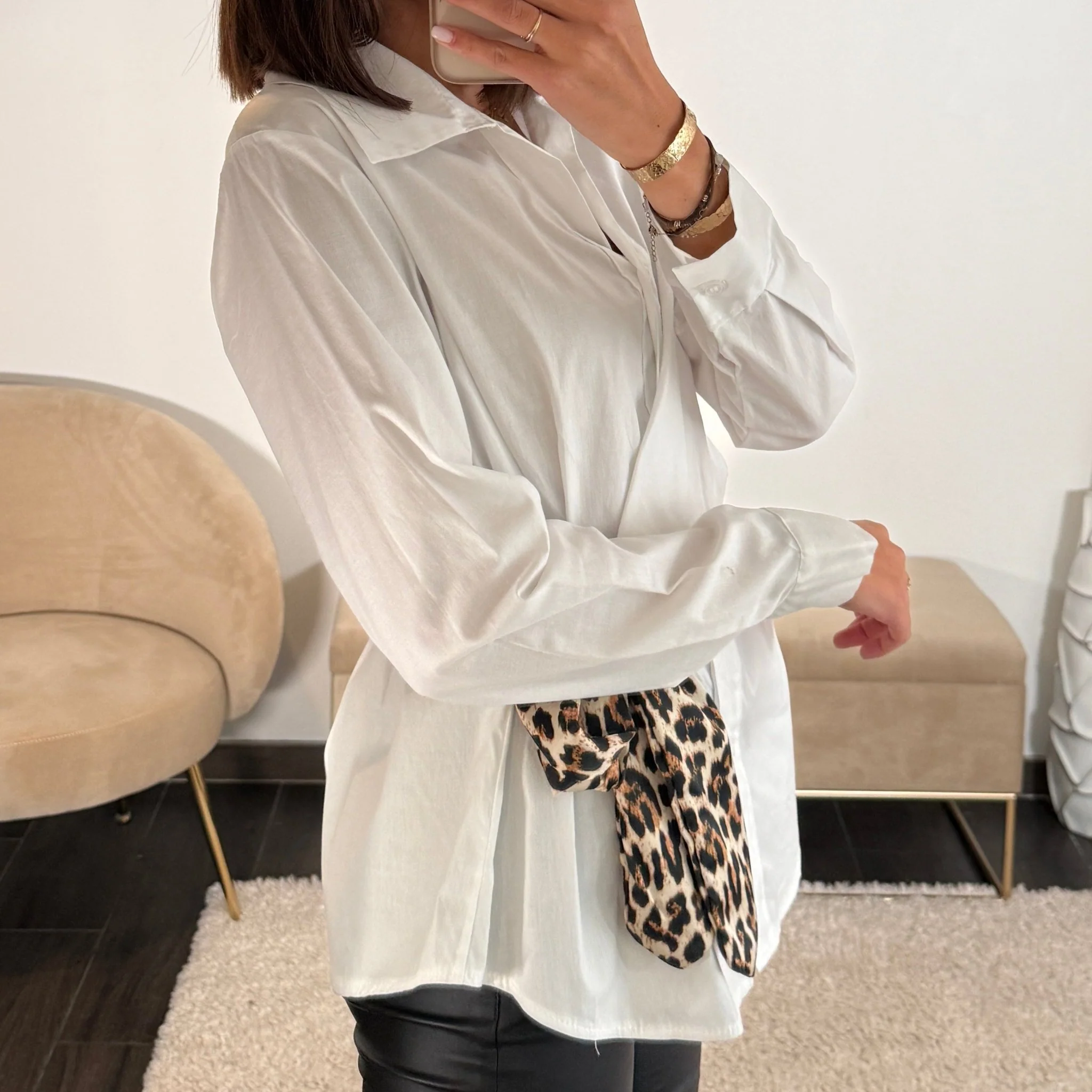 CHEMISE BLANCHE NOUEE LEOPARD HELLY - Image 2