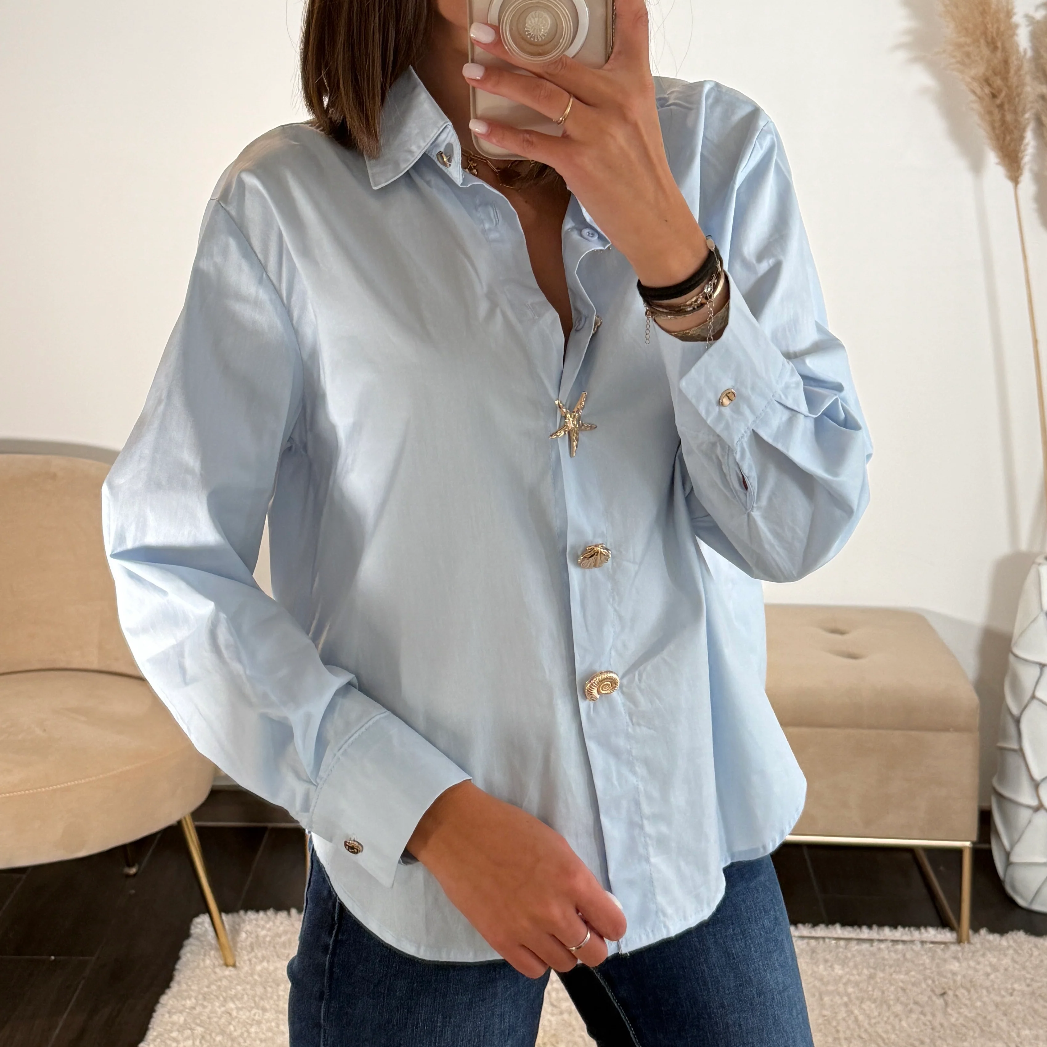 CHEMISE COQUILLAGE BLEU - Image 3