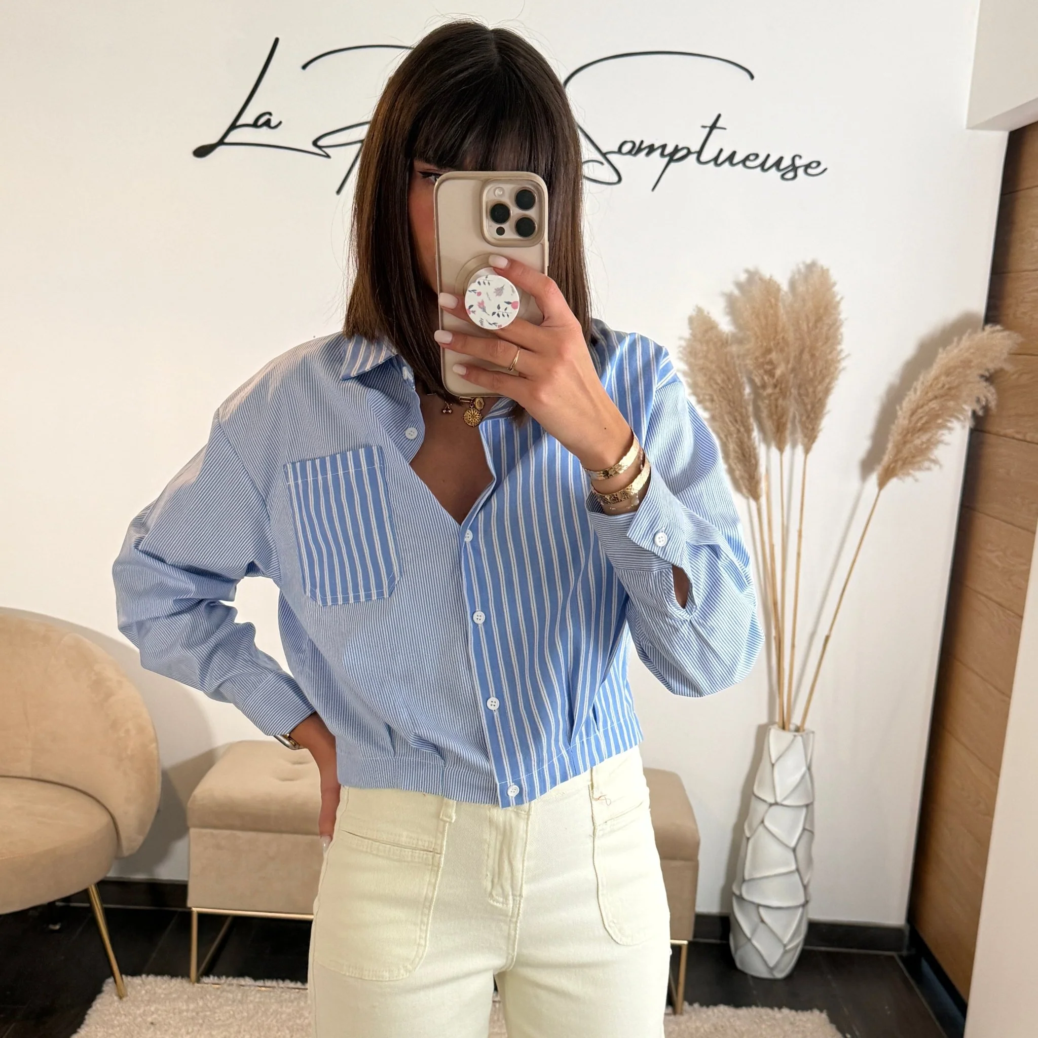CHEMISE RAYEE BLEU GWEN