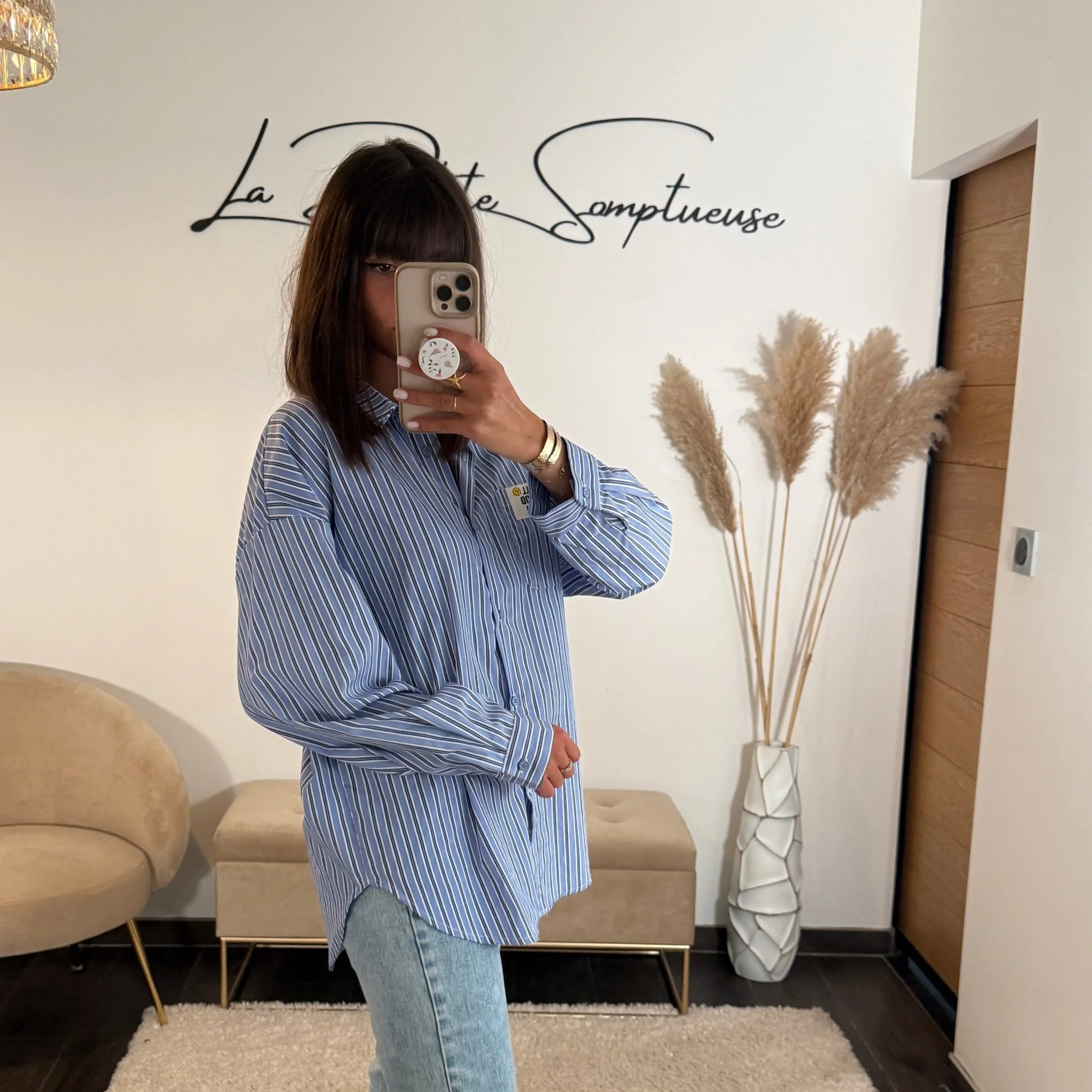 CHEMISE RAYEE BLEU SMILEY - Image 3