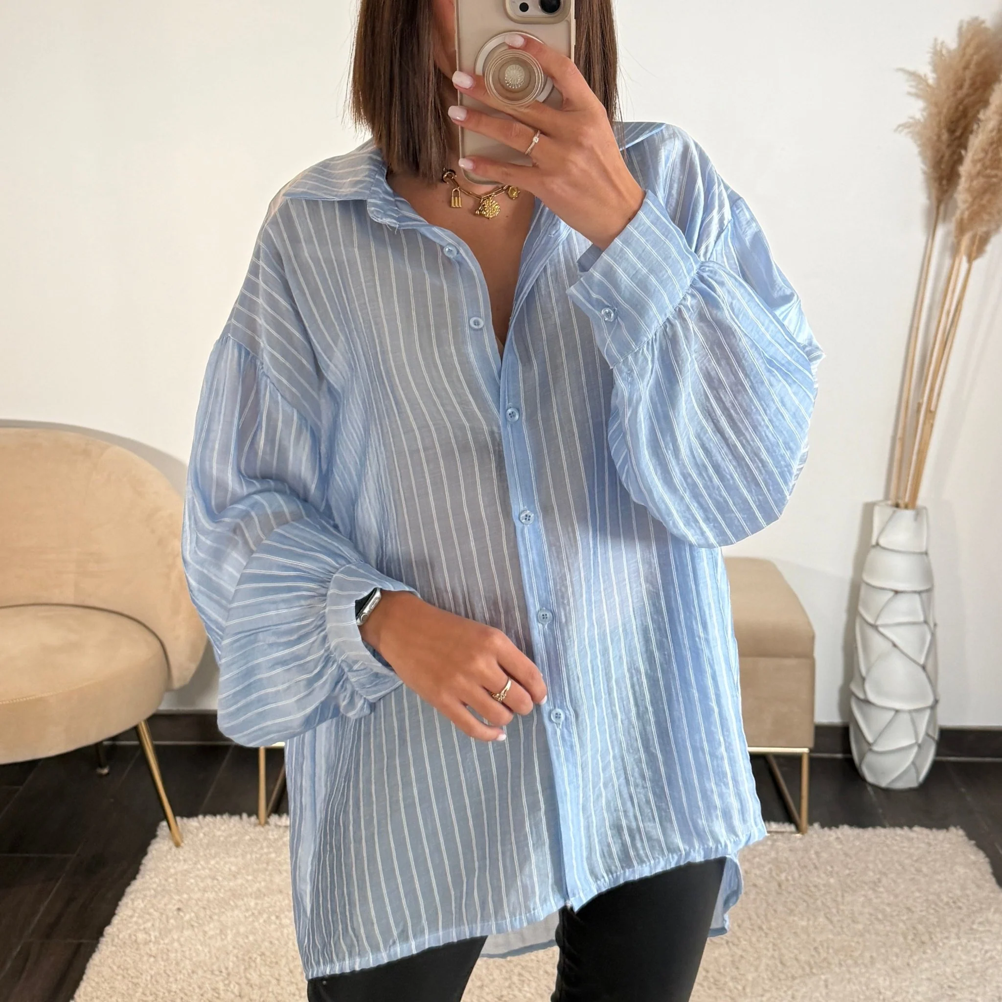 CHEMISE RAYEE BLEU VIKKIE