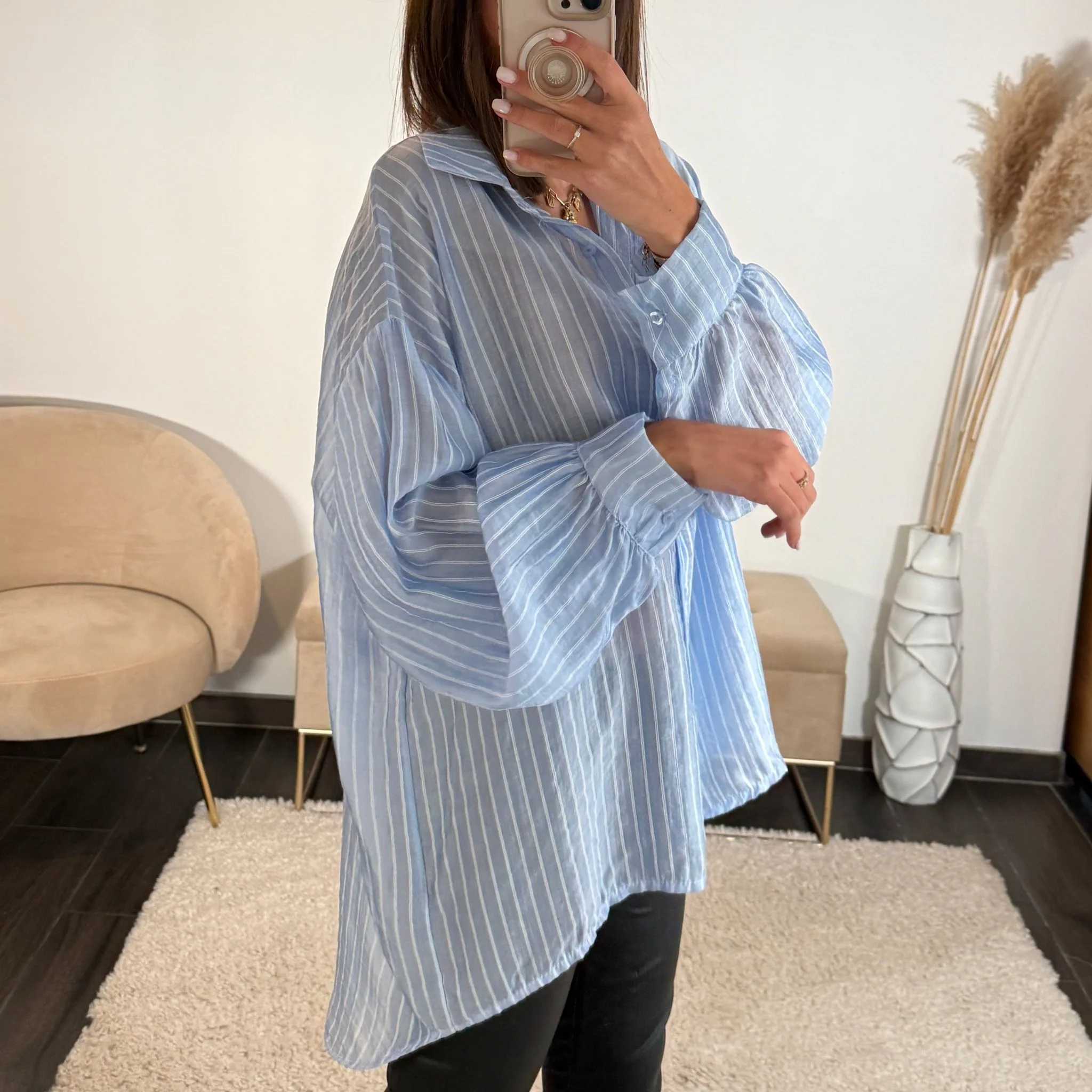 CHEMISE RAYEE BLEU VIKKIE - Image 2