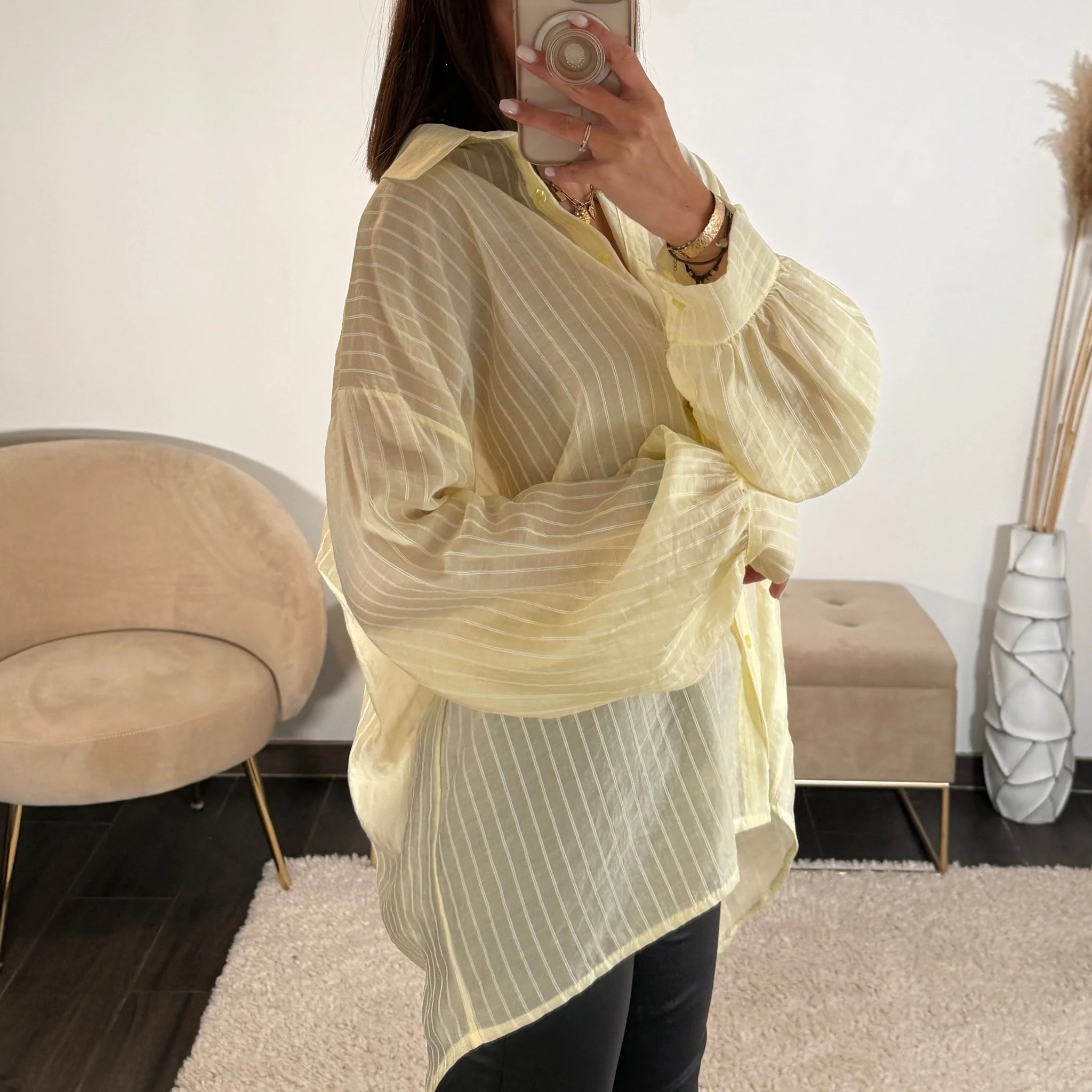 CHEMISE RAYEE JAUNE VIKKIE - Image 2