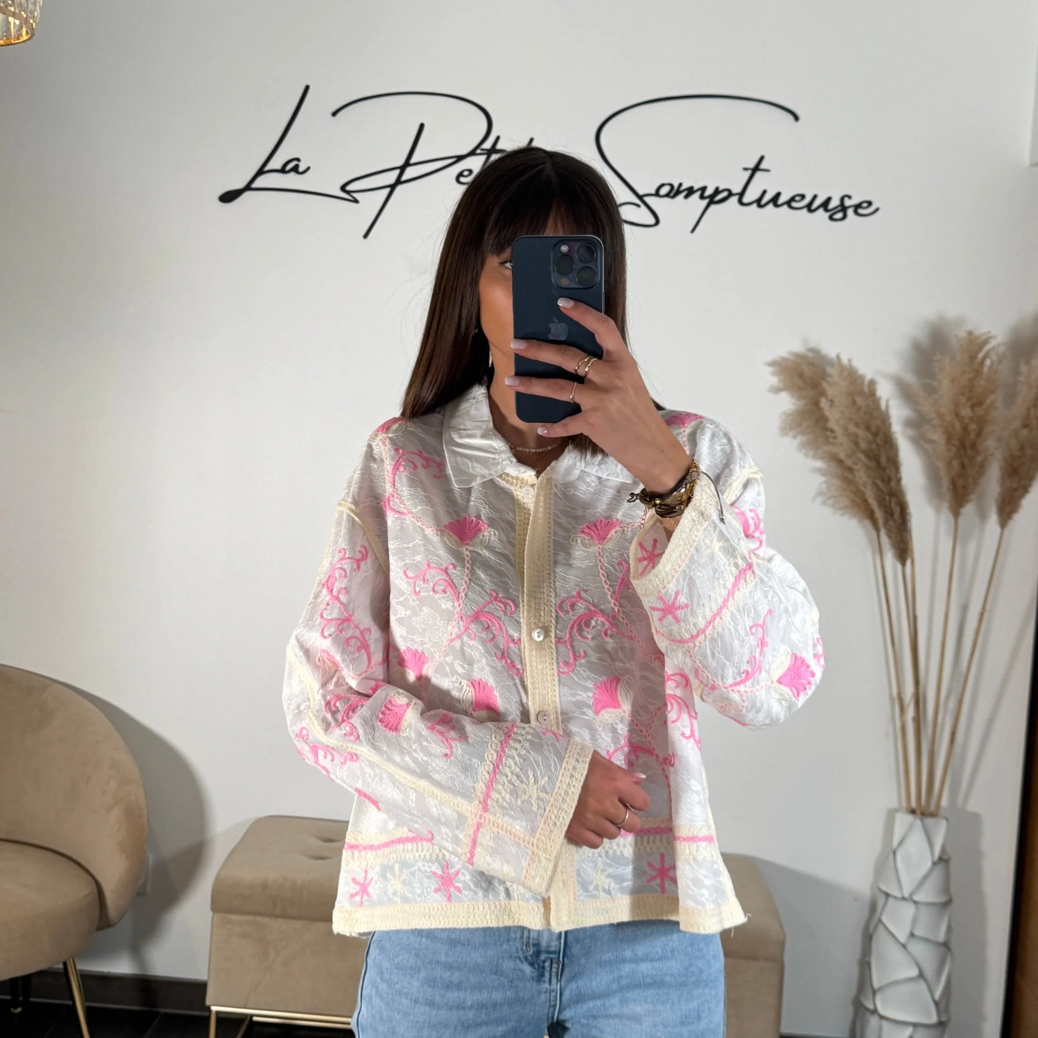 CHEMISIER BLANC ET ROSE MAGGY - Image 4