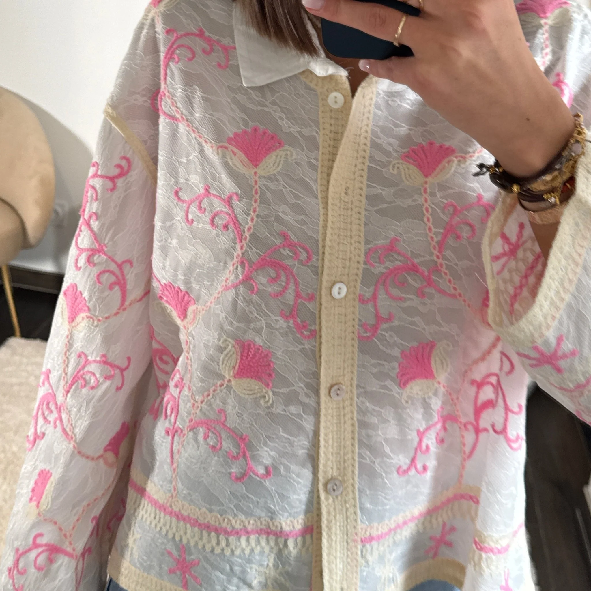 CHEMISIER BLANC ET ROSE MAGGY - Image 6