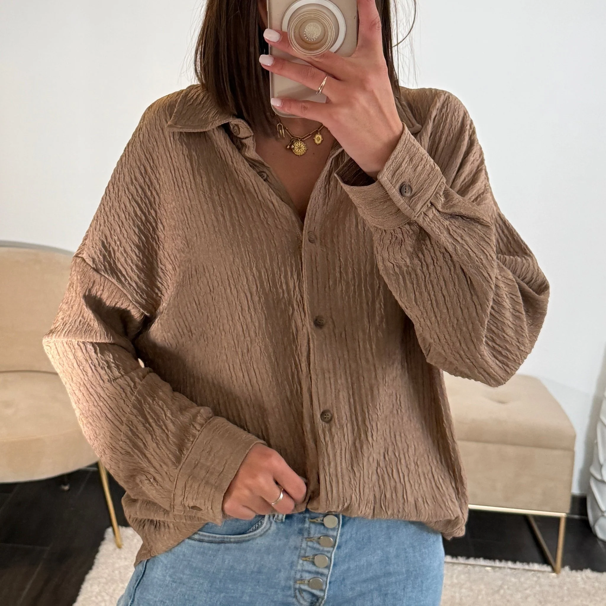 CHEMISIER FROISSE TAUPE CLAUDIO