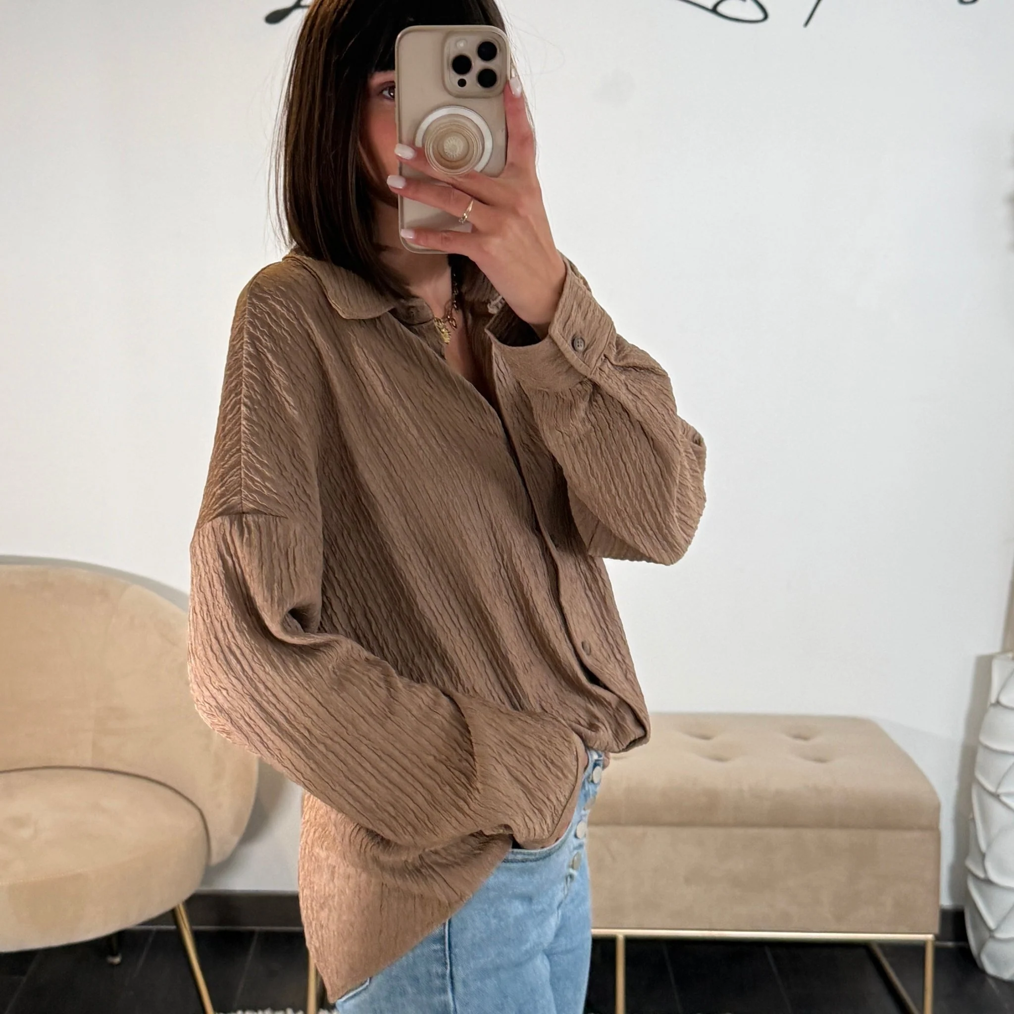 CHEMISIER FROISSE TAUPE CLAUDIO - Image 2