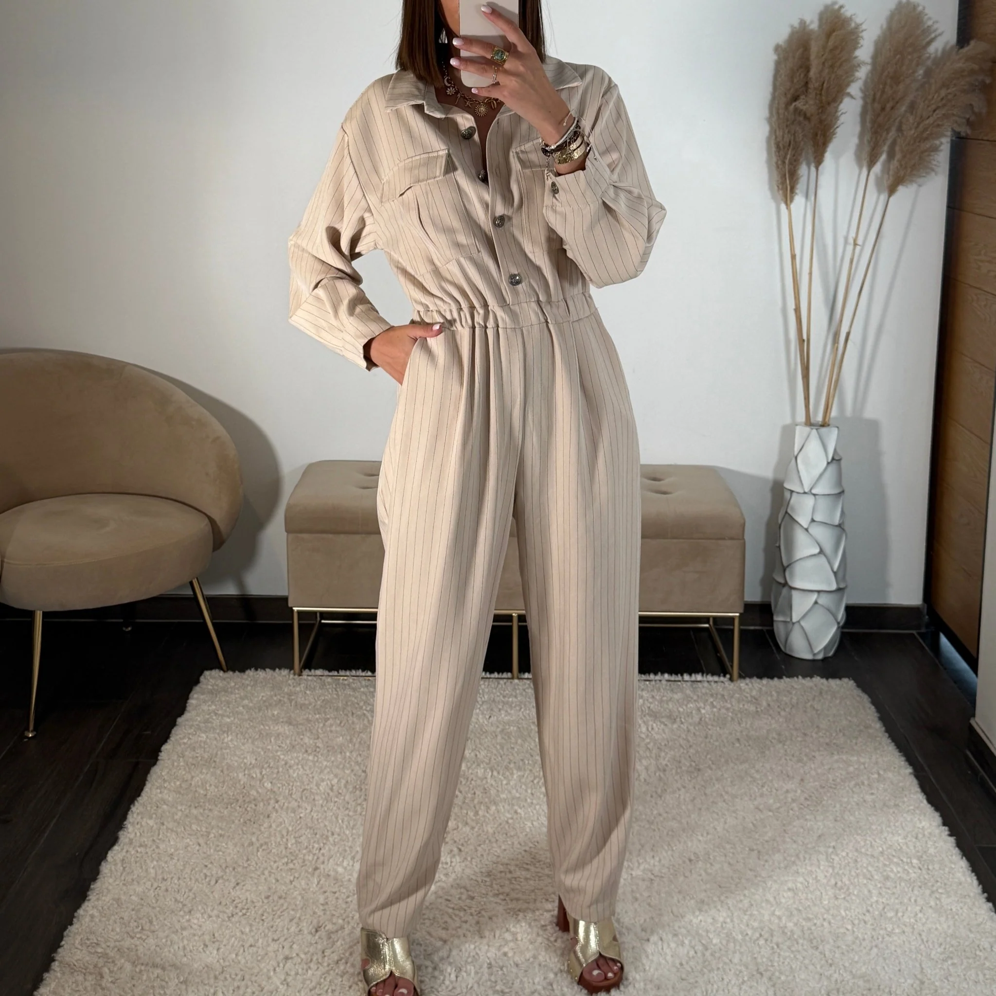 COMBINAISON BEIGE RAYE ELIA