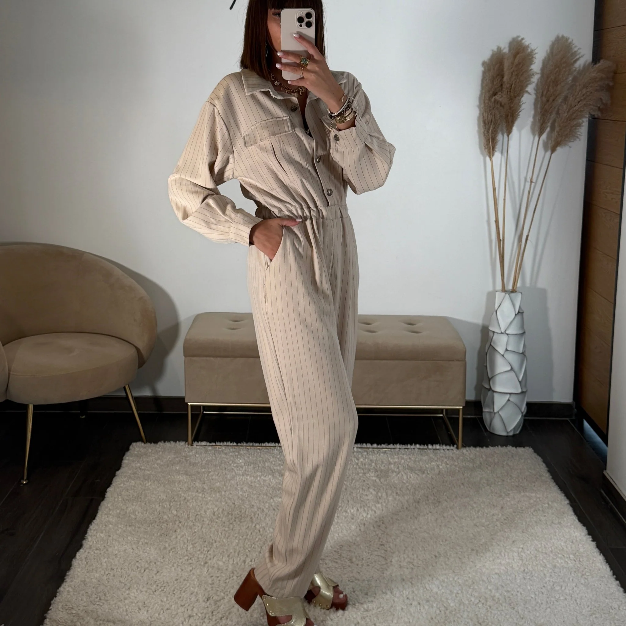 COMBINAISON BEIGE RAYE ELIA - Image 2