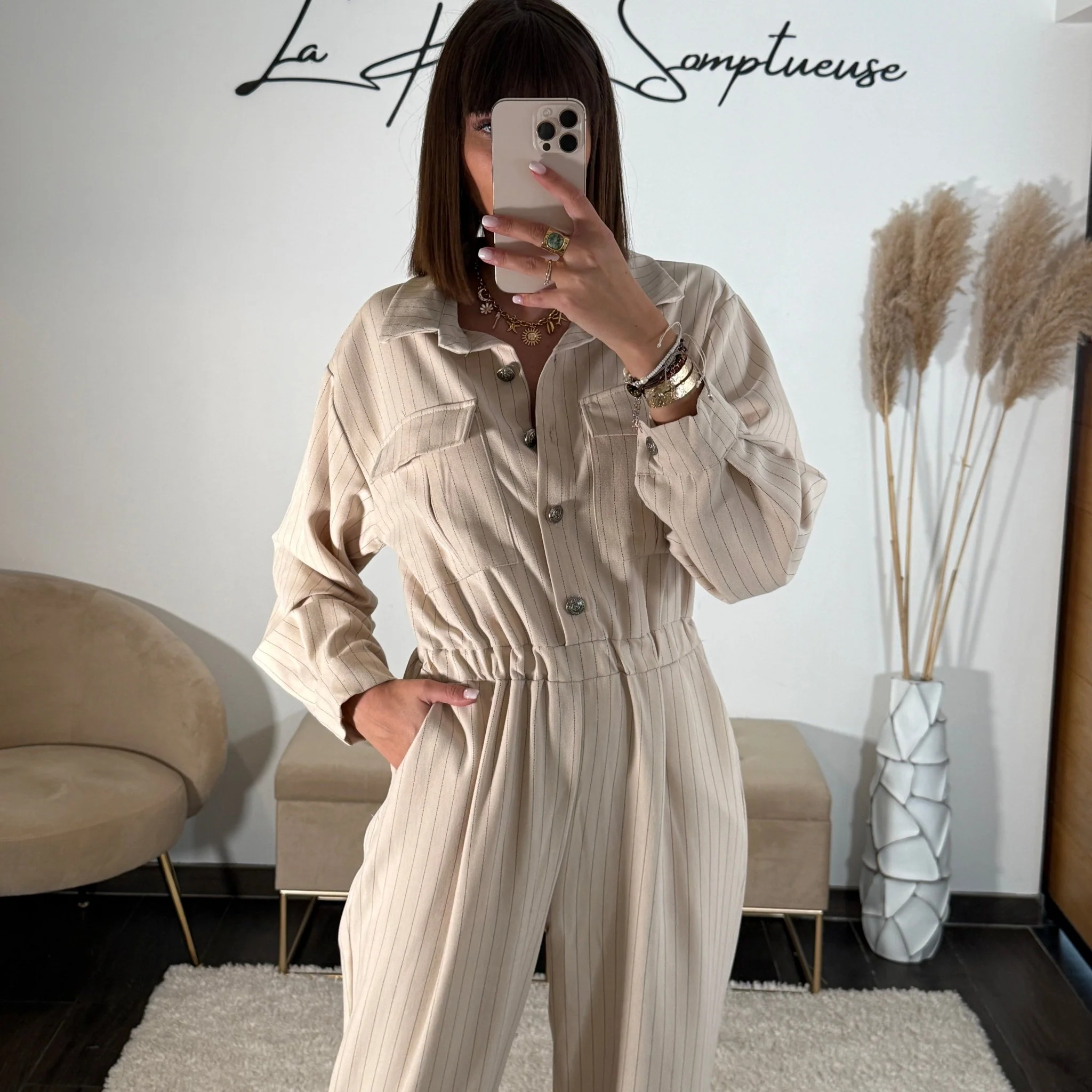 COMBINAISON BEIGE RAYE ELIA - Image 3