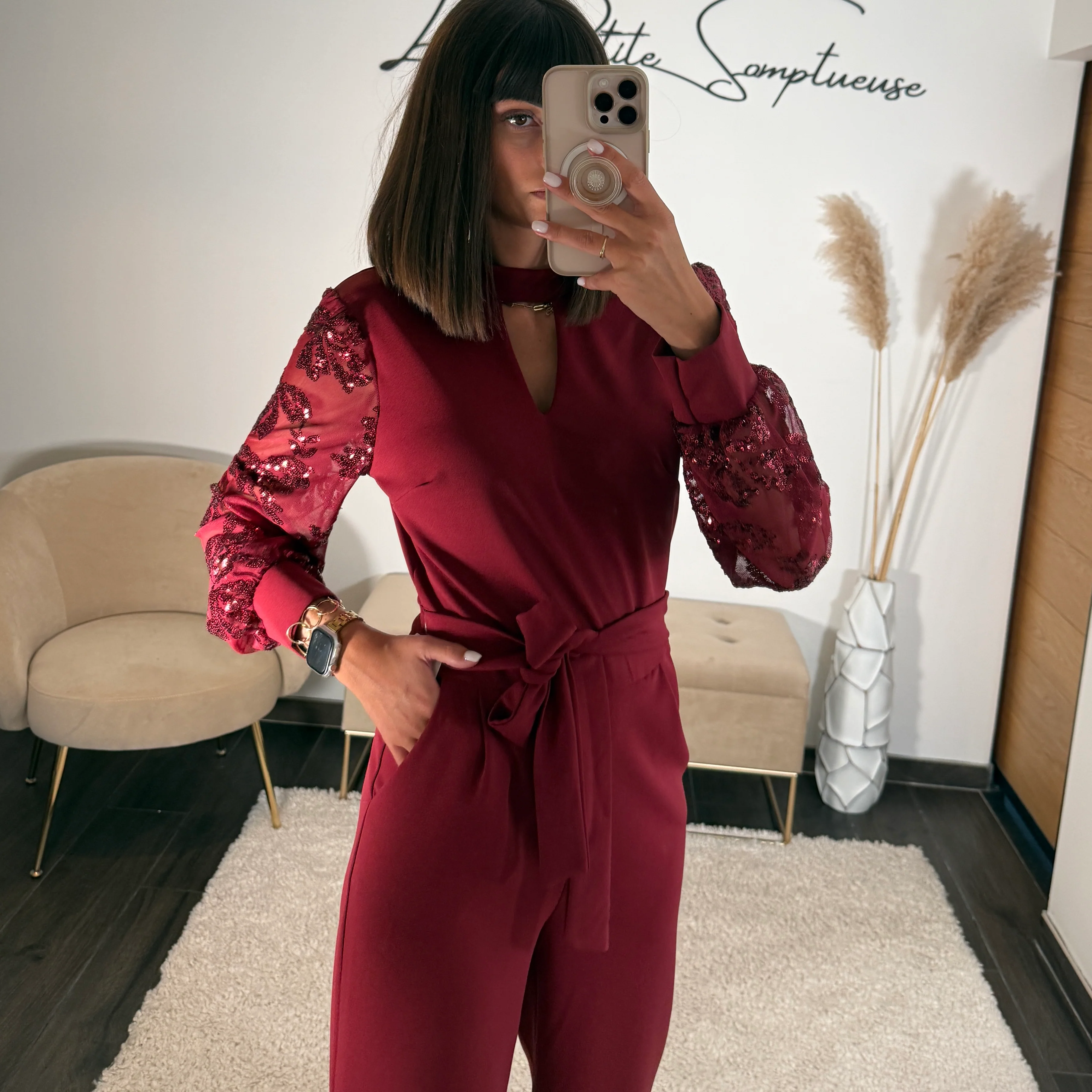COMBINAISON BORDEAUX SEQUINS LAURE - Image 2