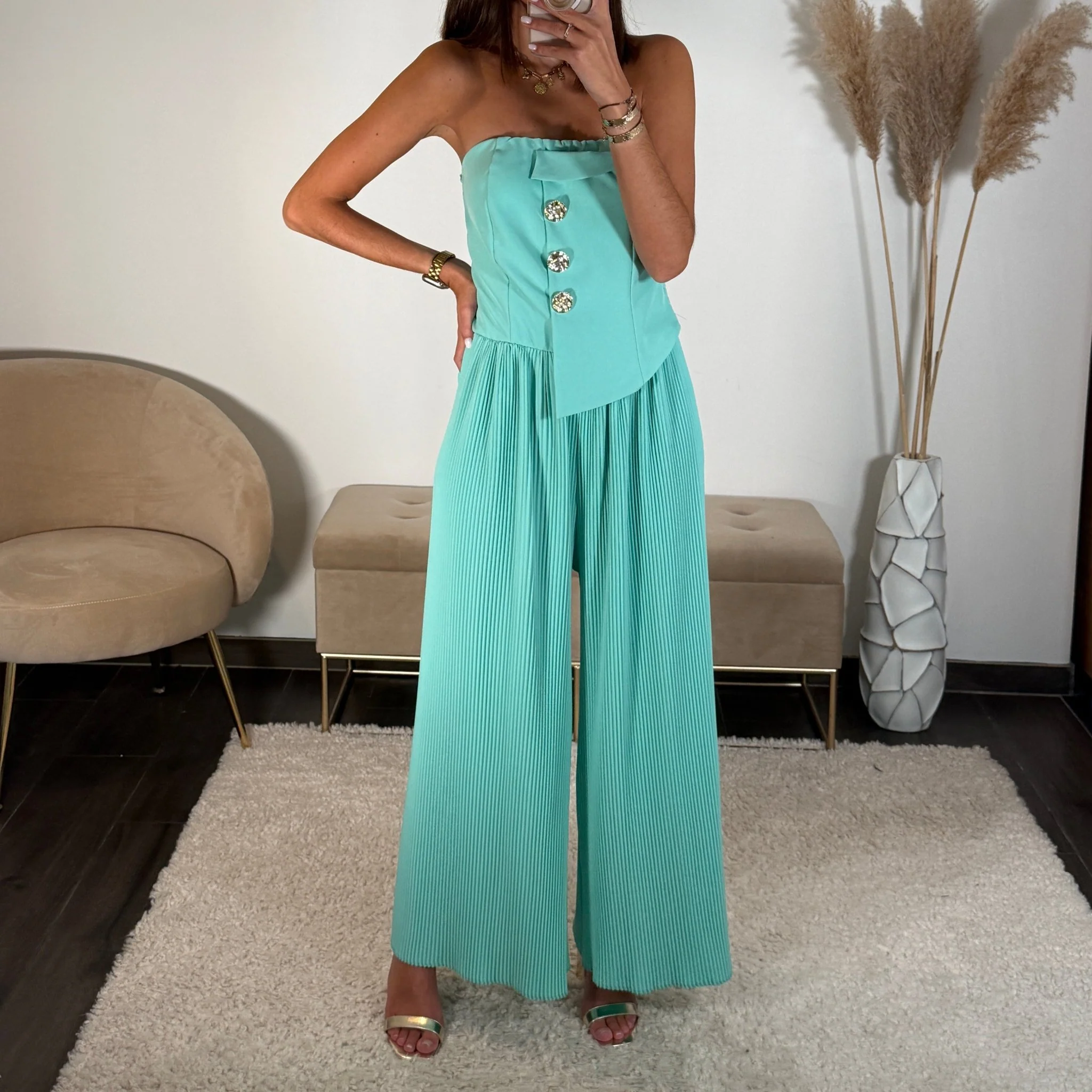 COMBINAISON BUSTIER TURQUOISE ANNA - Image 3