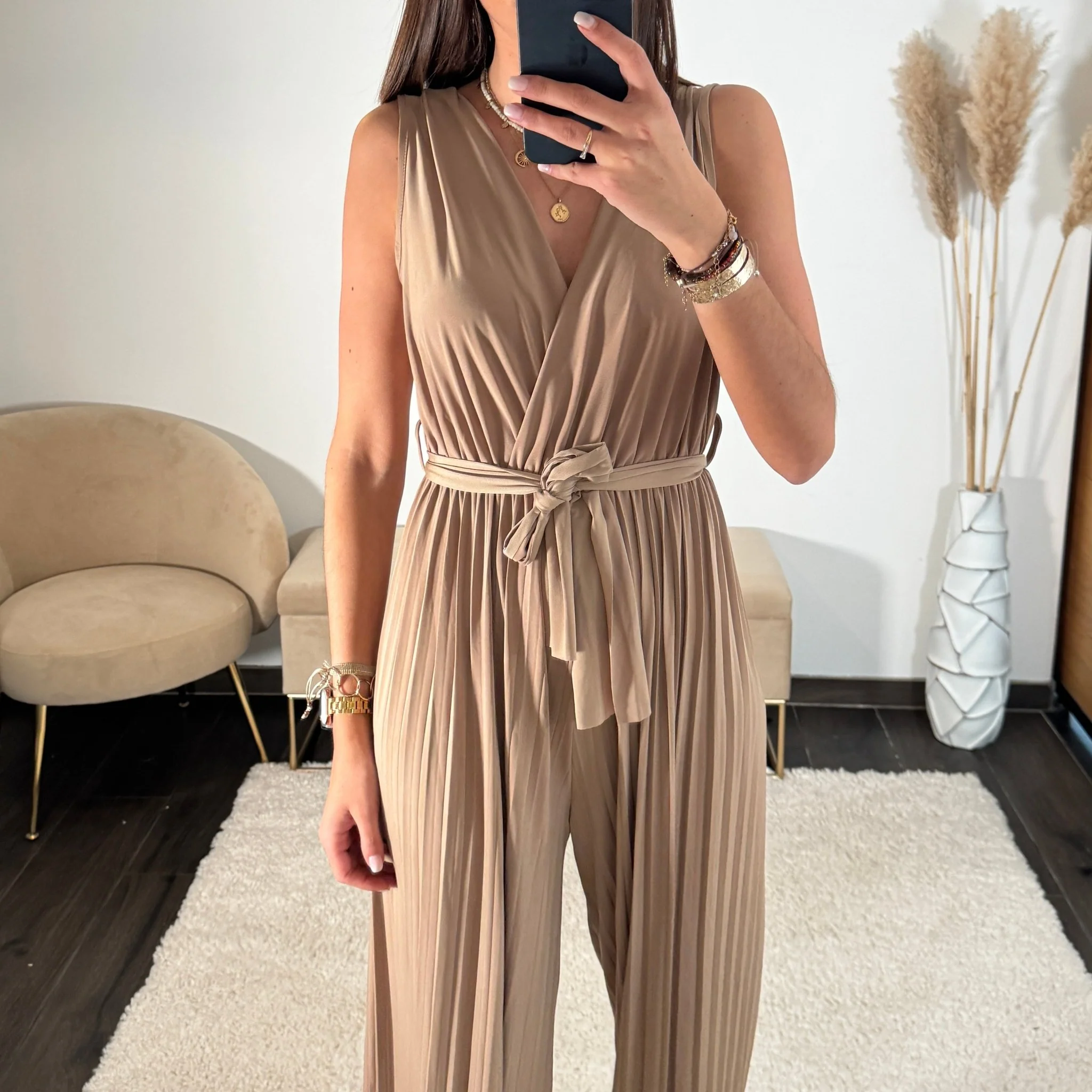 COMBINAISON CAMEL/BEIGE GLAMY - Image 2