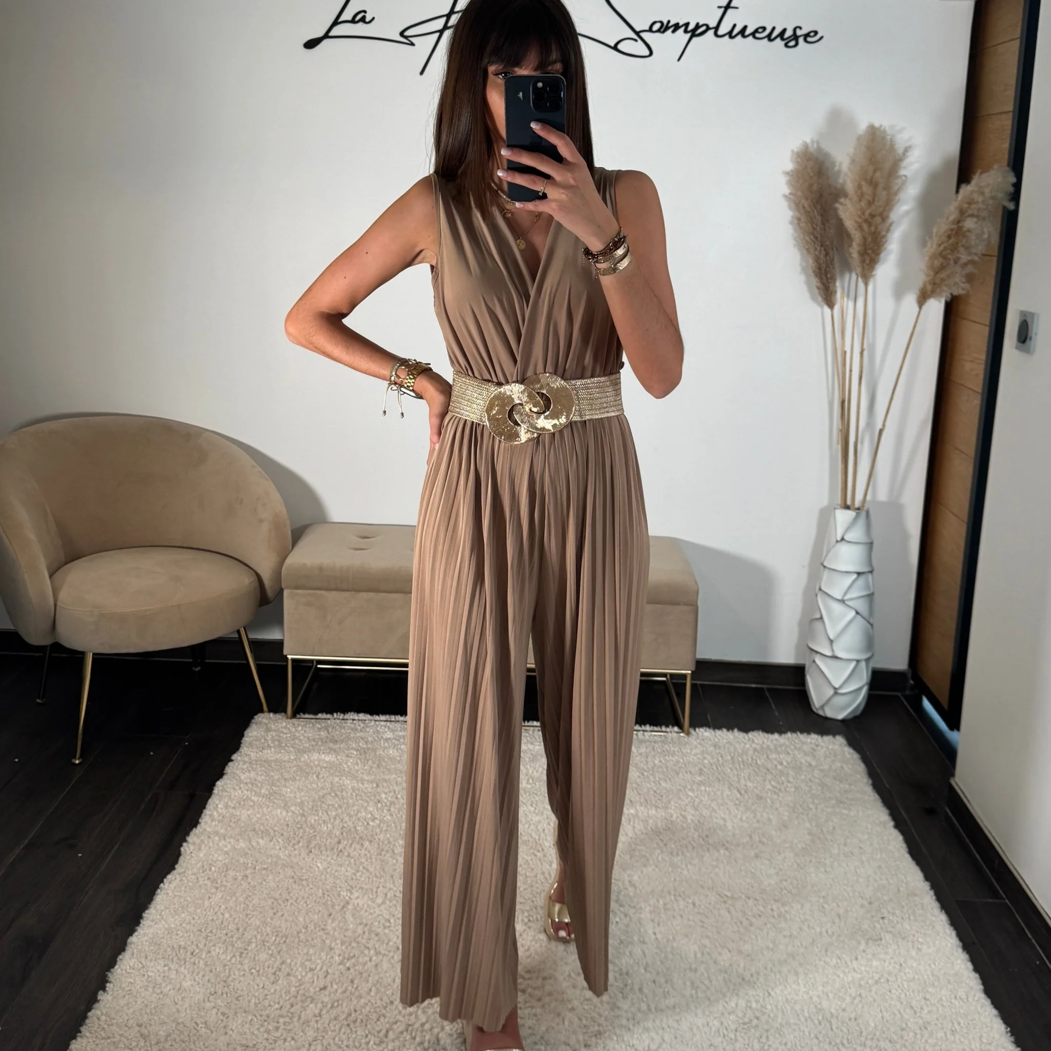 COMBINAISON CAMEL/BEIGE GLAMY - Image 3