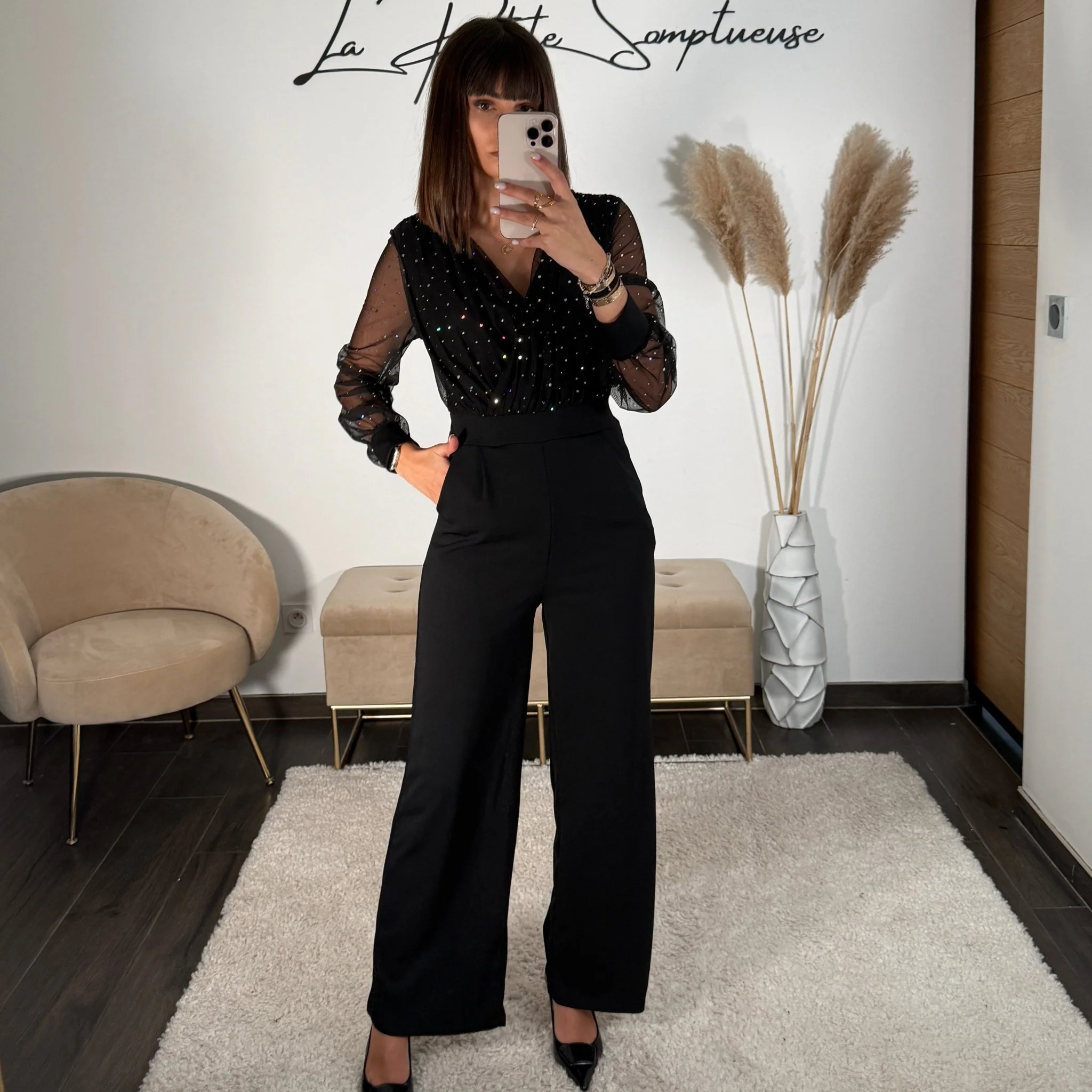 COMBINAISON NOIRE PAILLETTES ELOISE