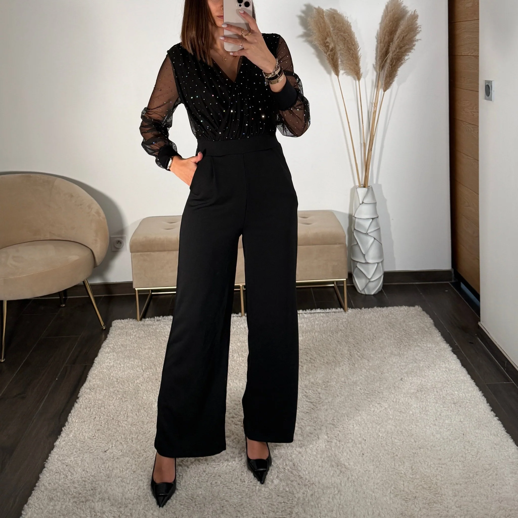 COMBINAISON NOIRE PAILLETTES ELOISE - Image 2