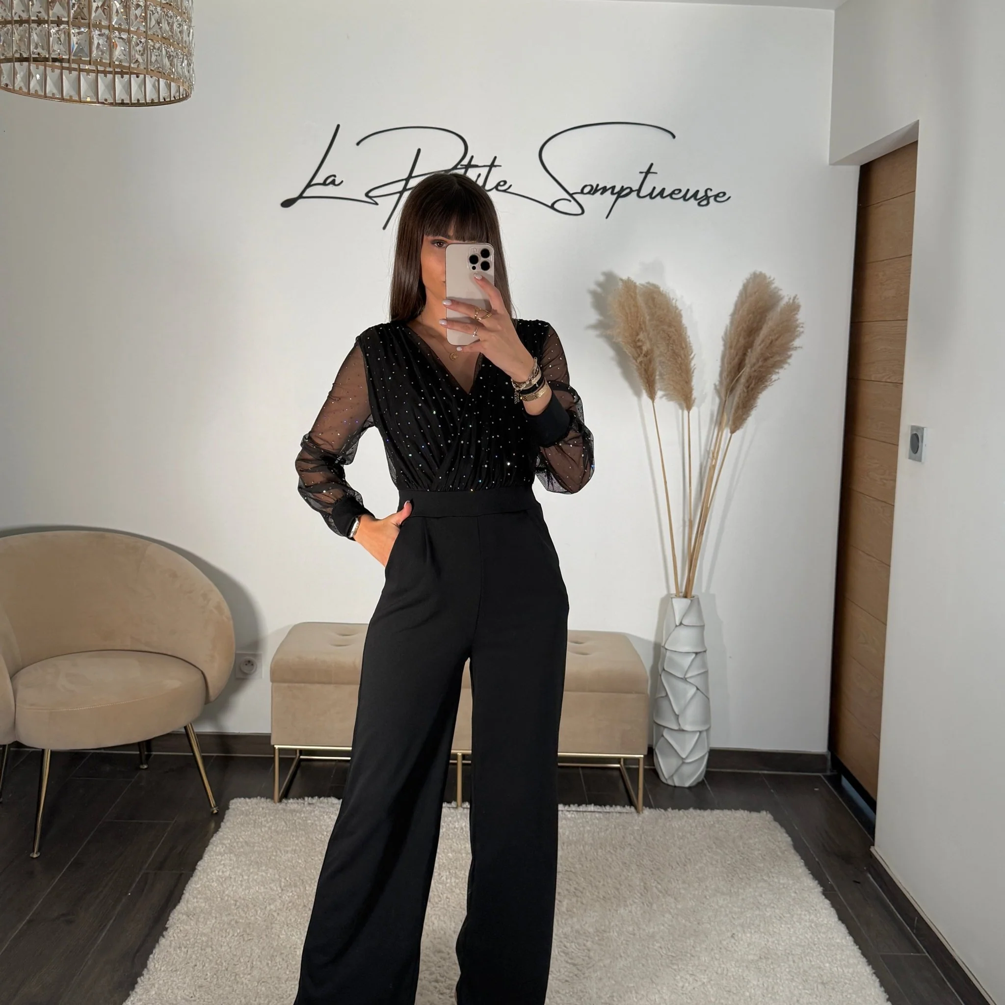 COMBINAISON NOIRE PAILLETTES ELOISE - Image 3