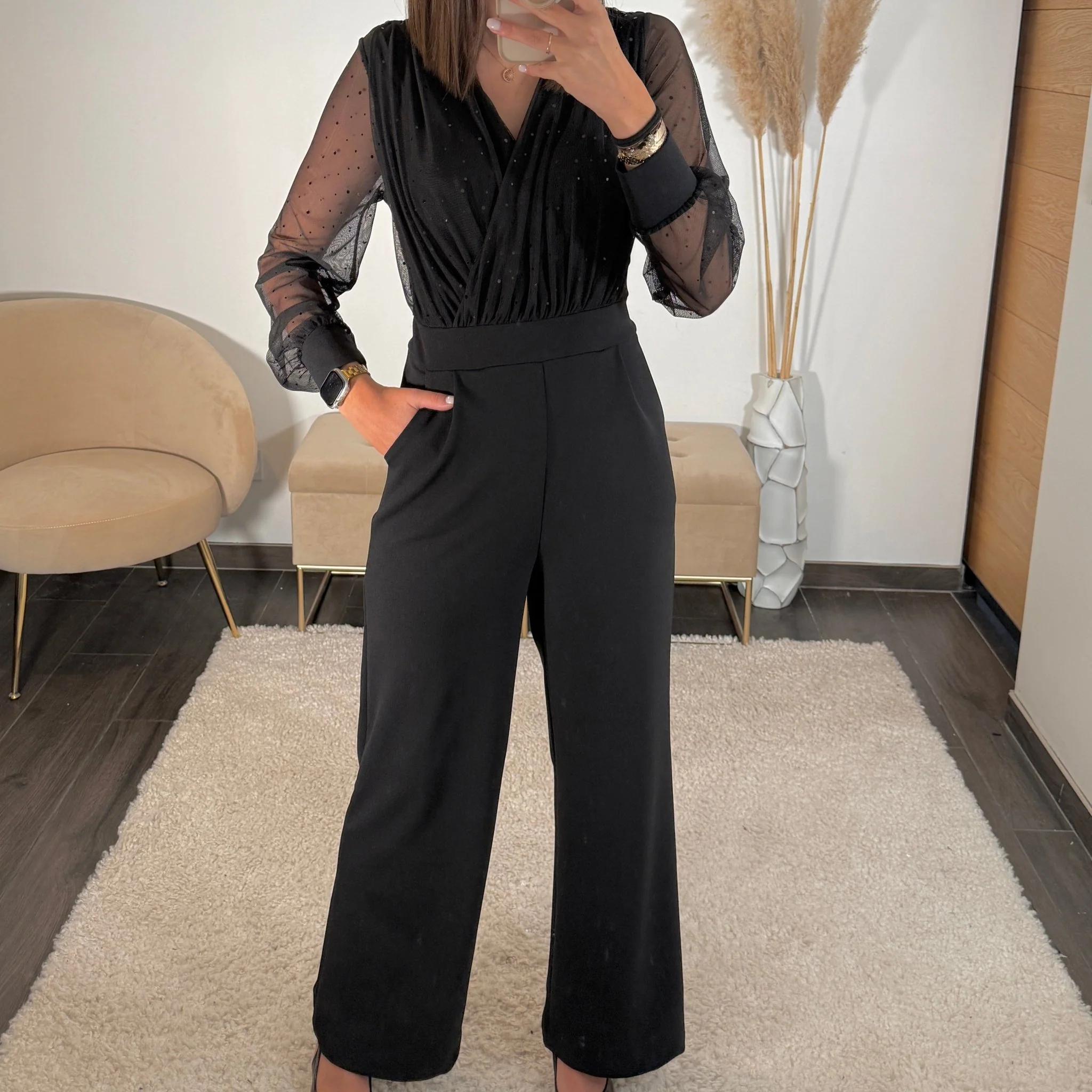 COMBINAISON NOIRE PAILLETTES NOIRE ELOISE