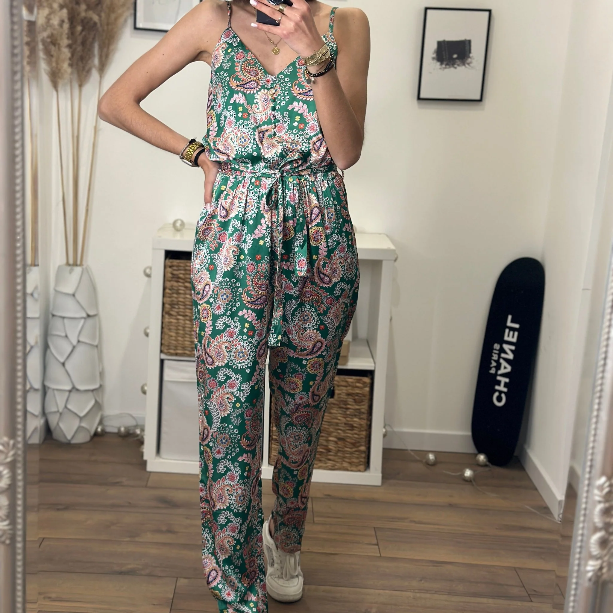 COMBINAISON PANTALON SATINÉE VERTE ELINA - Image 7