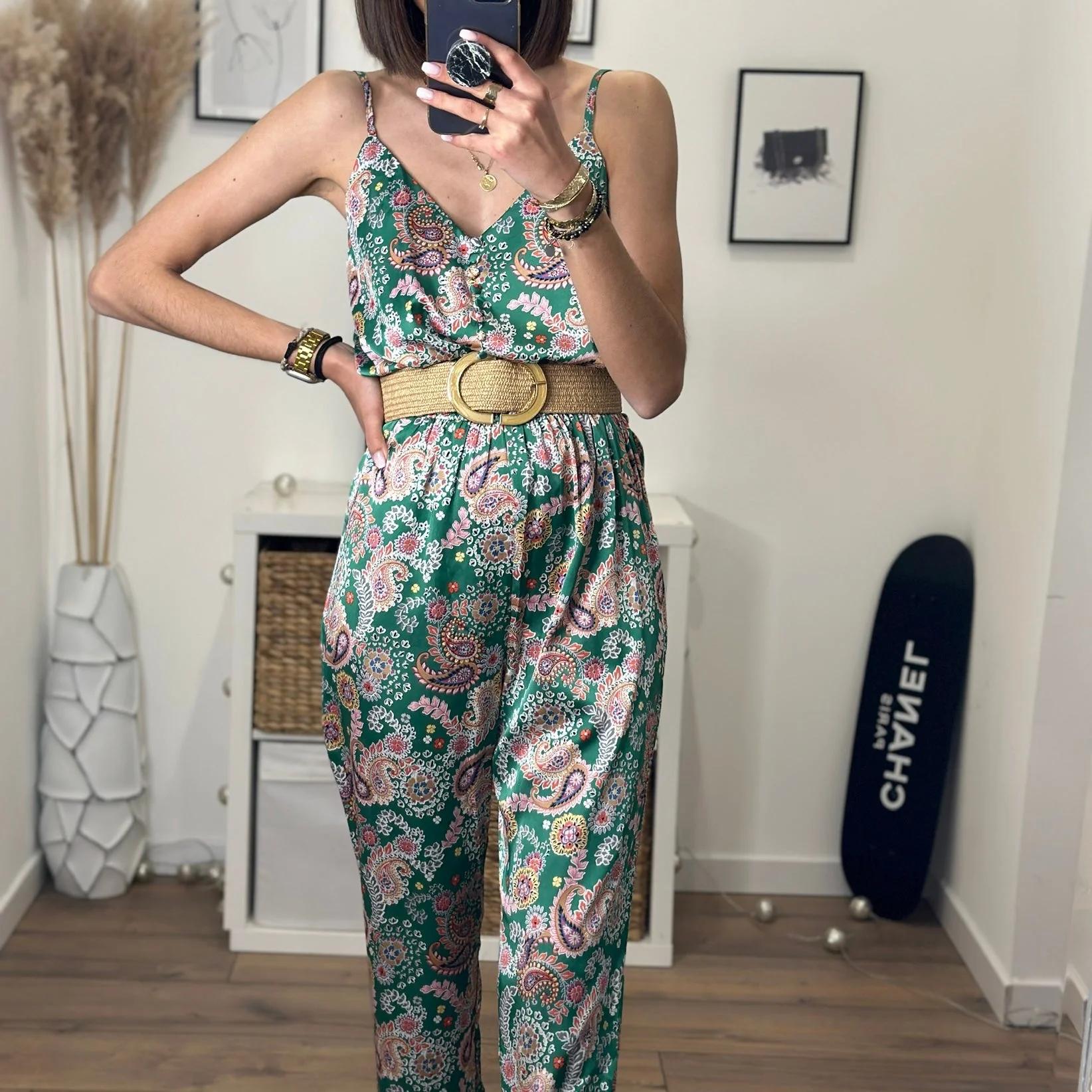 COMBINAISON PANTALON SATINÉE VERTE ELINA - Image 8