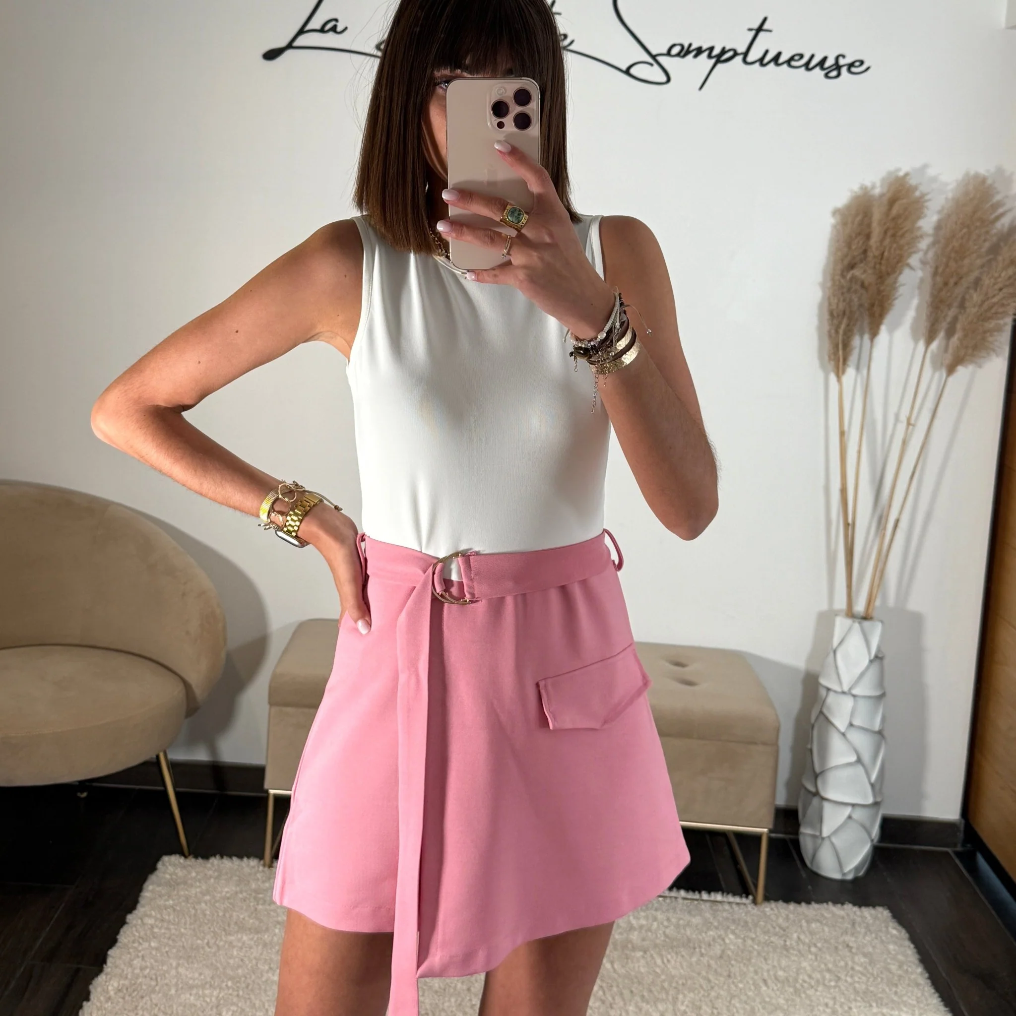 COMBISHORT BLANCHE ET ROSE KIRA
