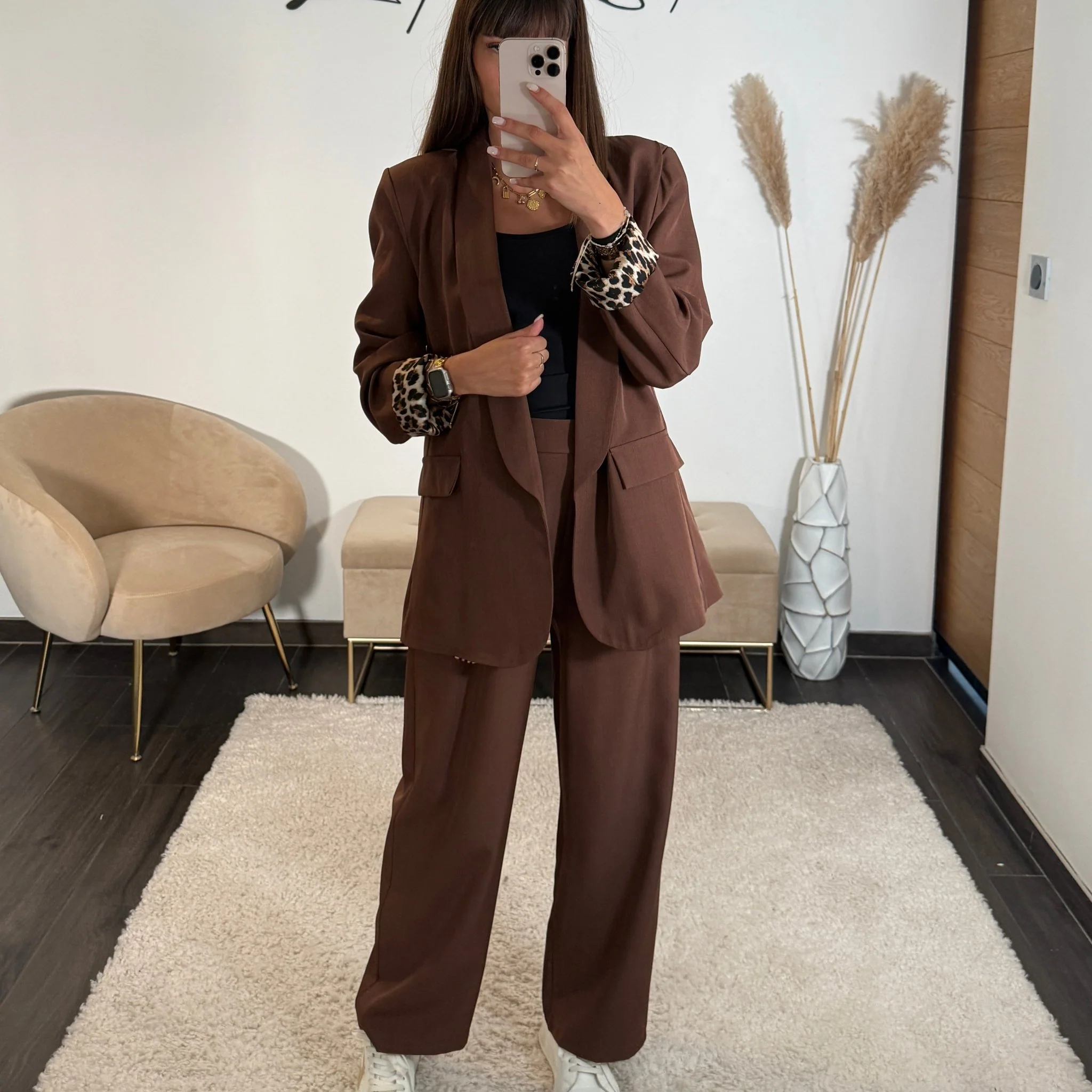 ENSEMBLE BLAZER + PANTALON CHOCO LEO