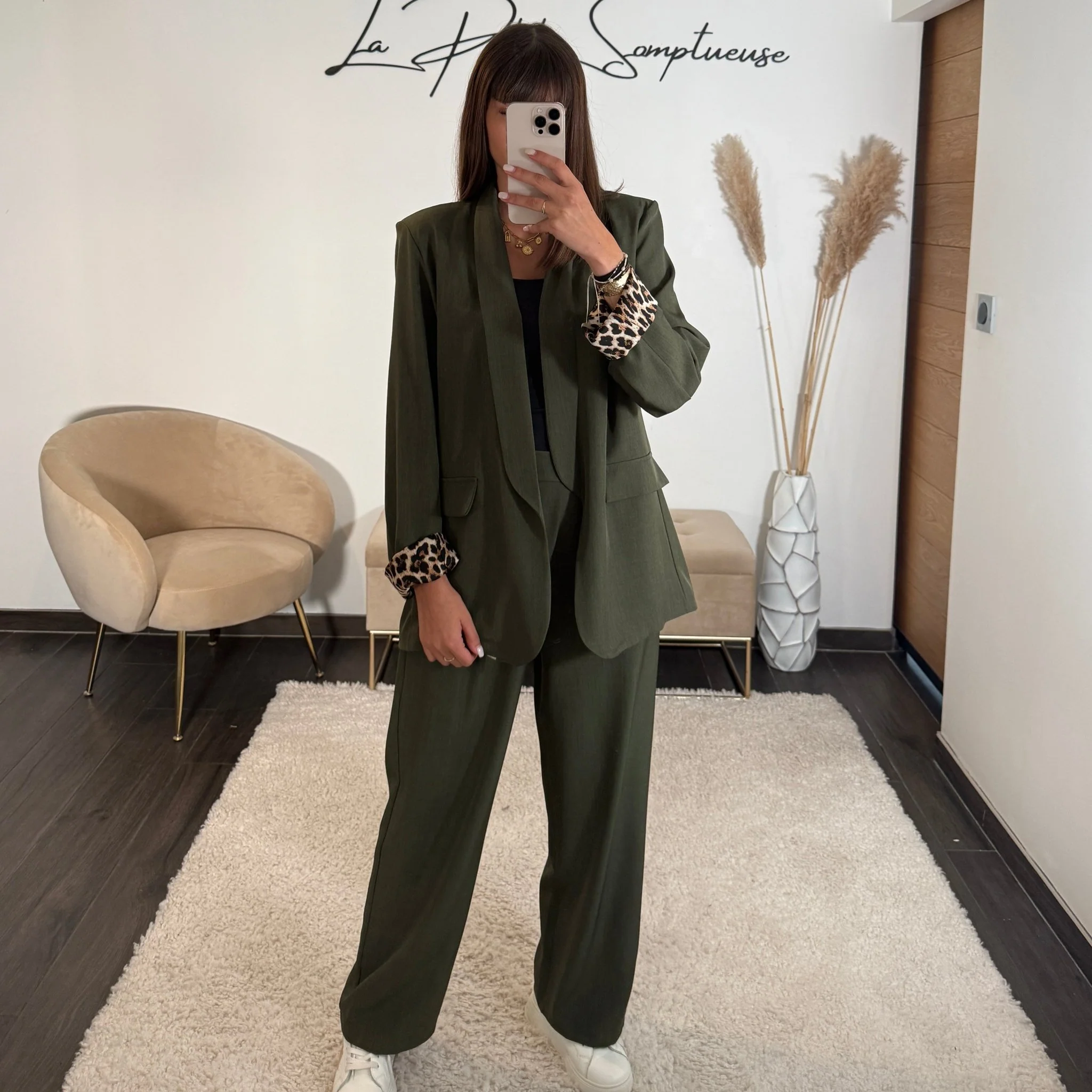 ENSEMBLE BLAZER + PANTALON KAKI LEO