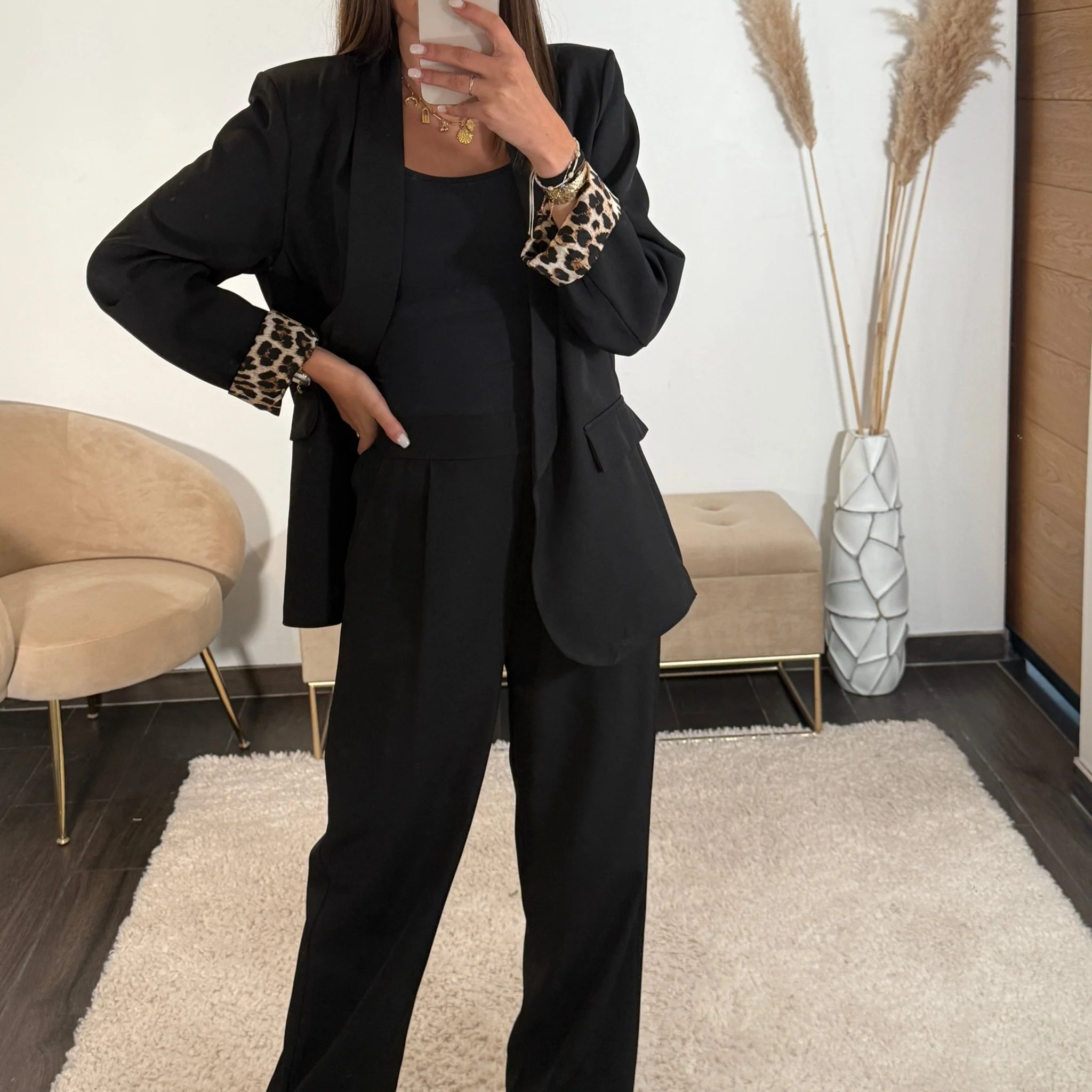 ENSEMBLE BLAZER + PANTALON NOIR LEO