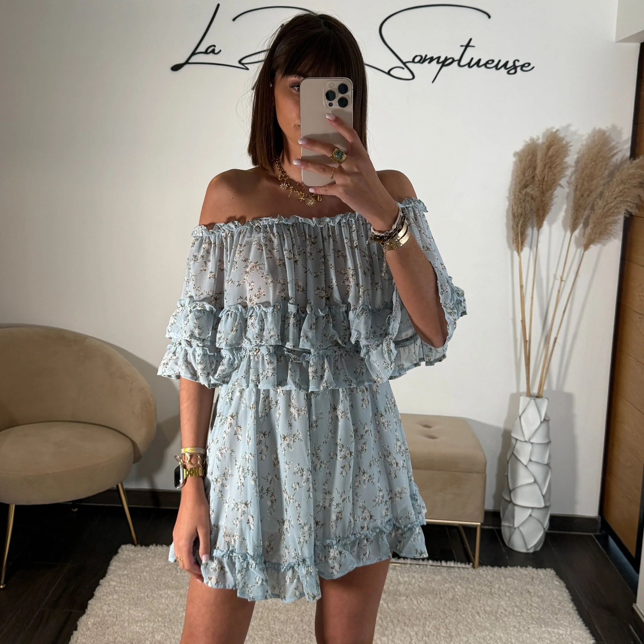 ENSEMBLE FLEURIE BLEU JANY