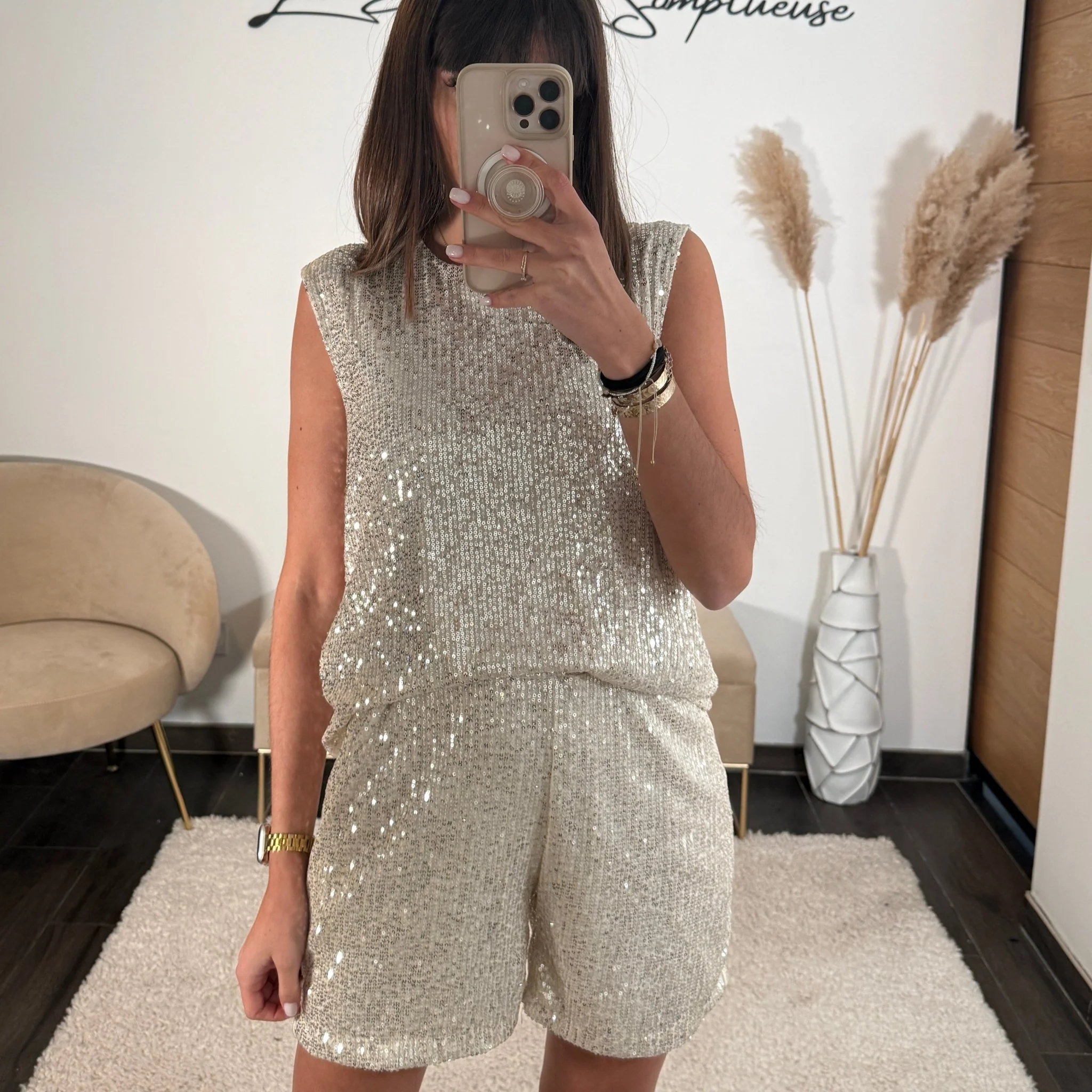 ENSEMBLE PAILLETE BEIGE NOURA