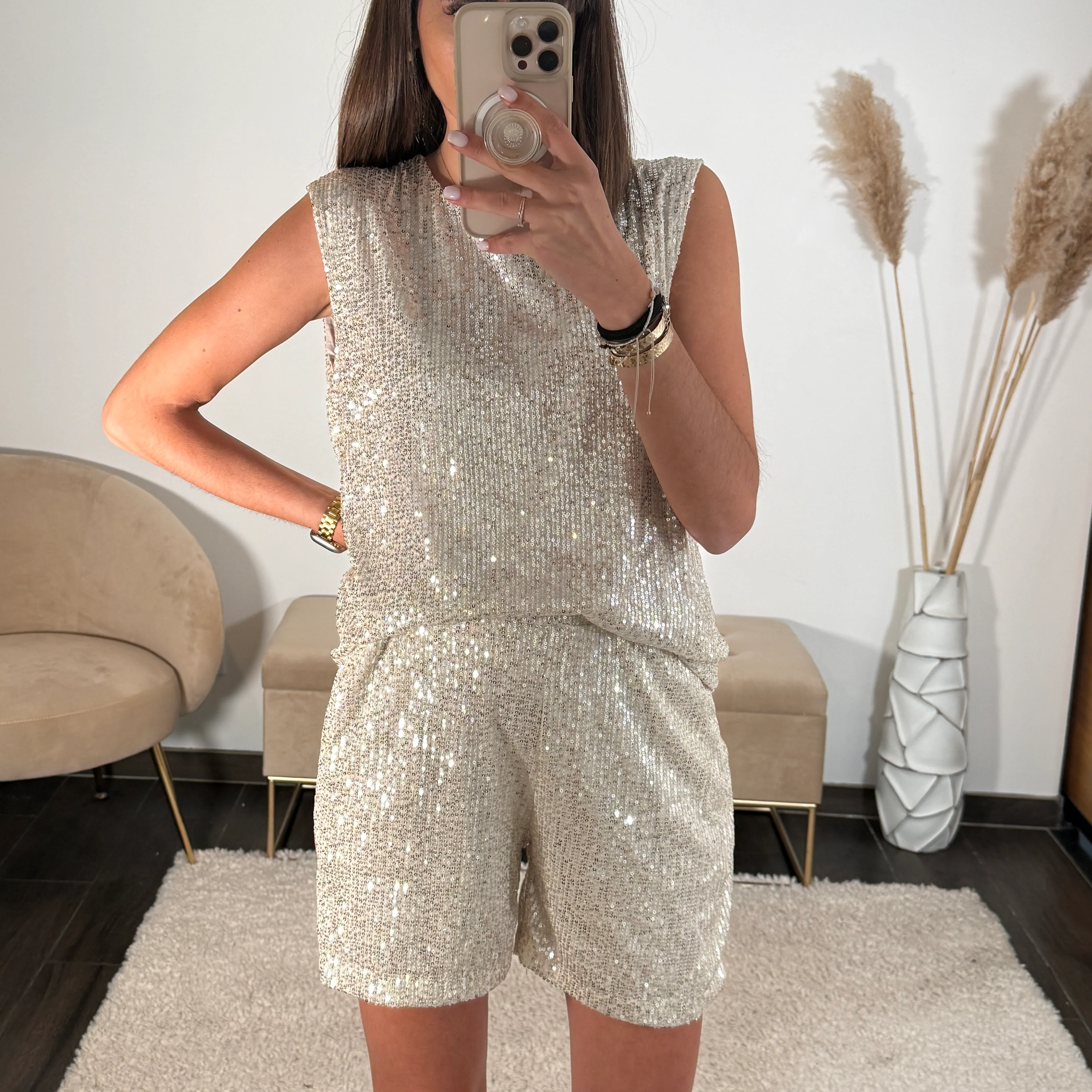 ENSEMBLE PAILLETE BEIGE NOURA - Image 2