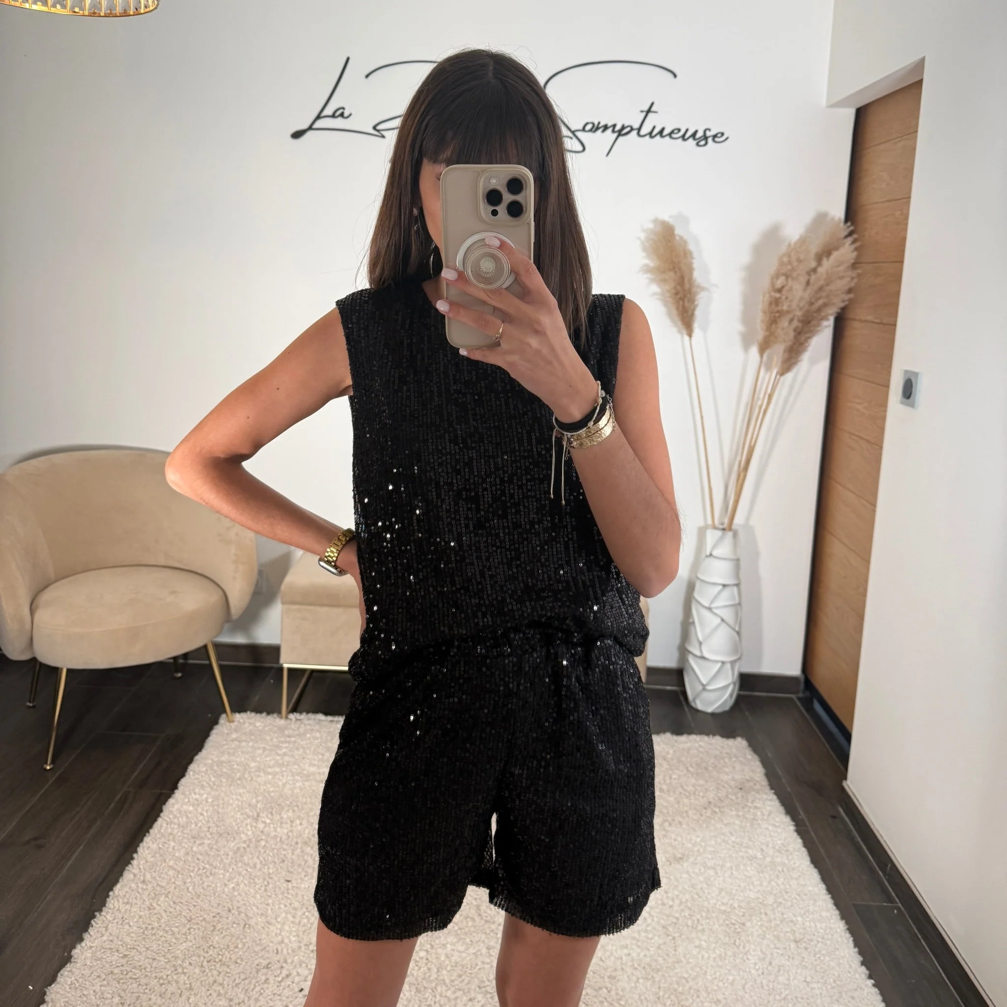 ENSEMBLE PAILLETE NOIR NOURA - Image 2