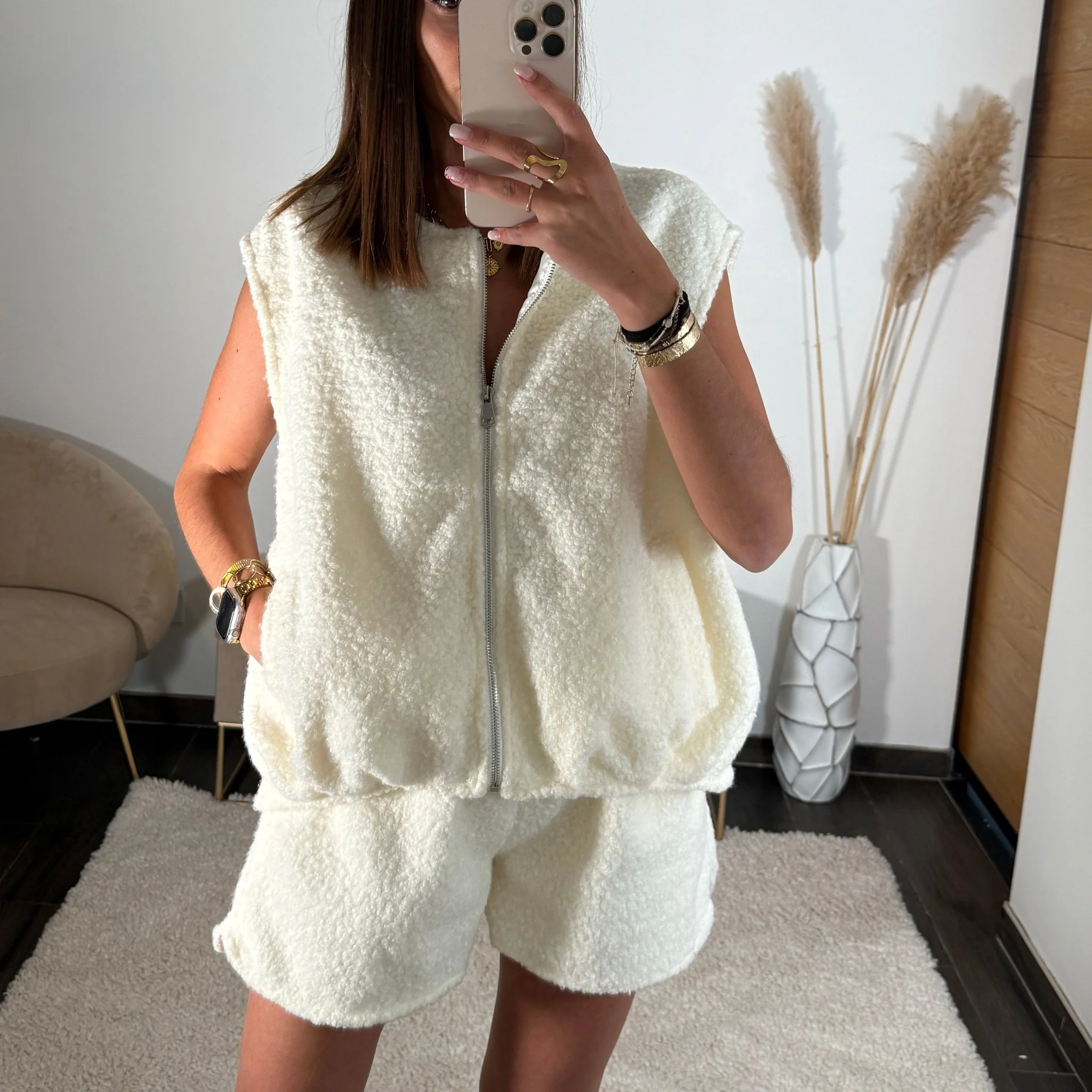 ENSEMBLE SHORT + HAUT MOUTON BLANC