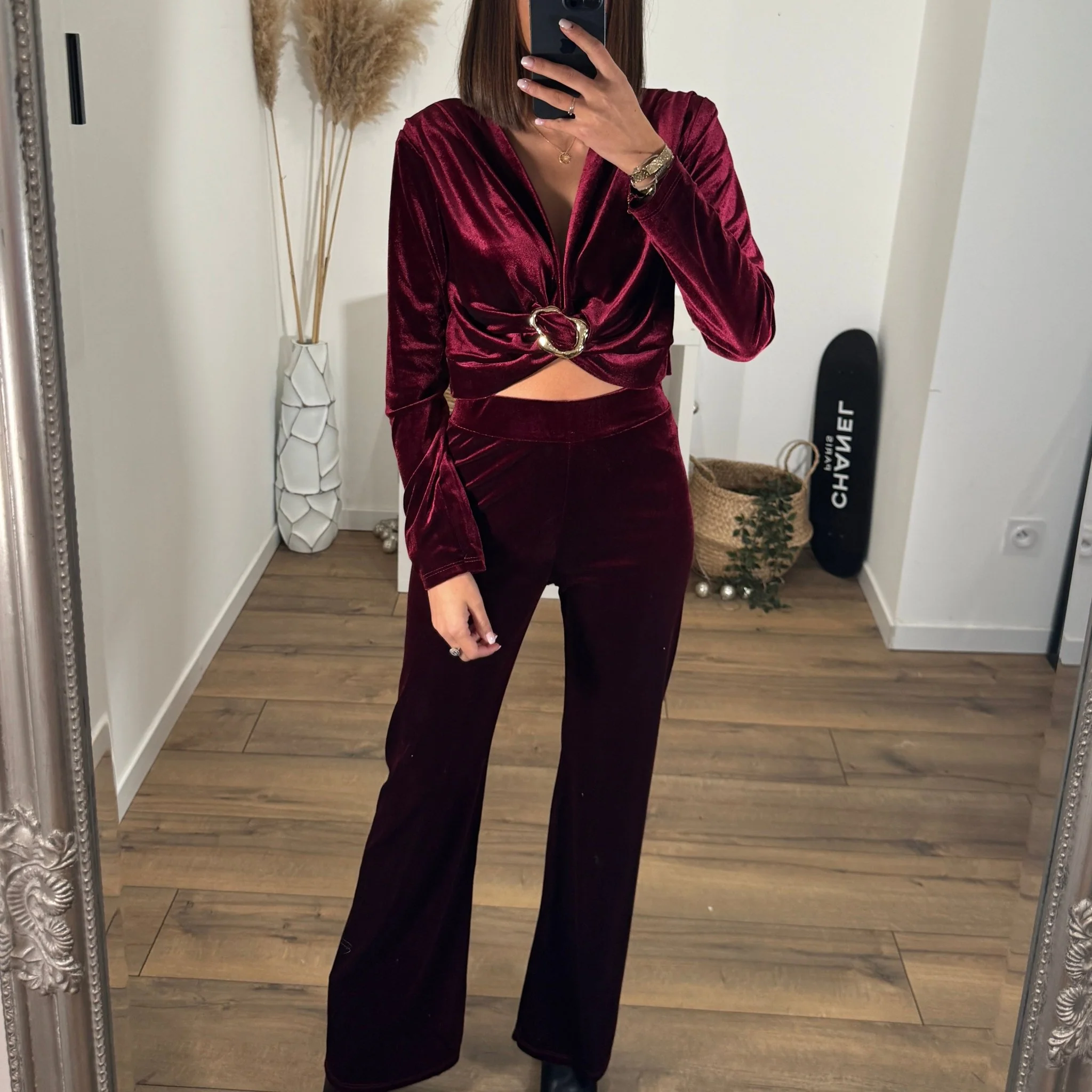ENSEMBLE VELOURS BORDEAUX ASTIA
