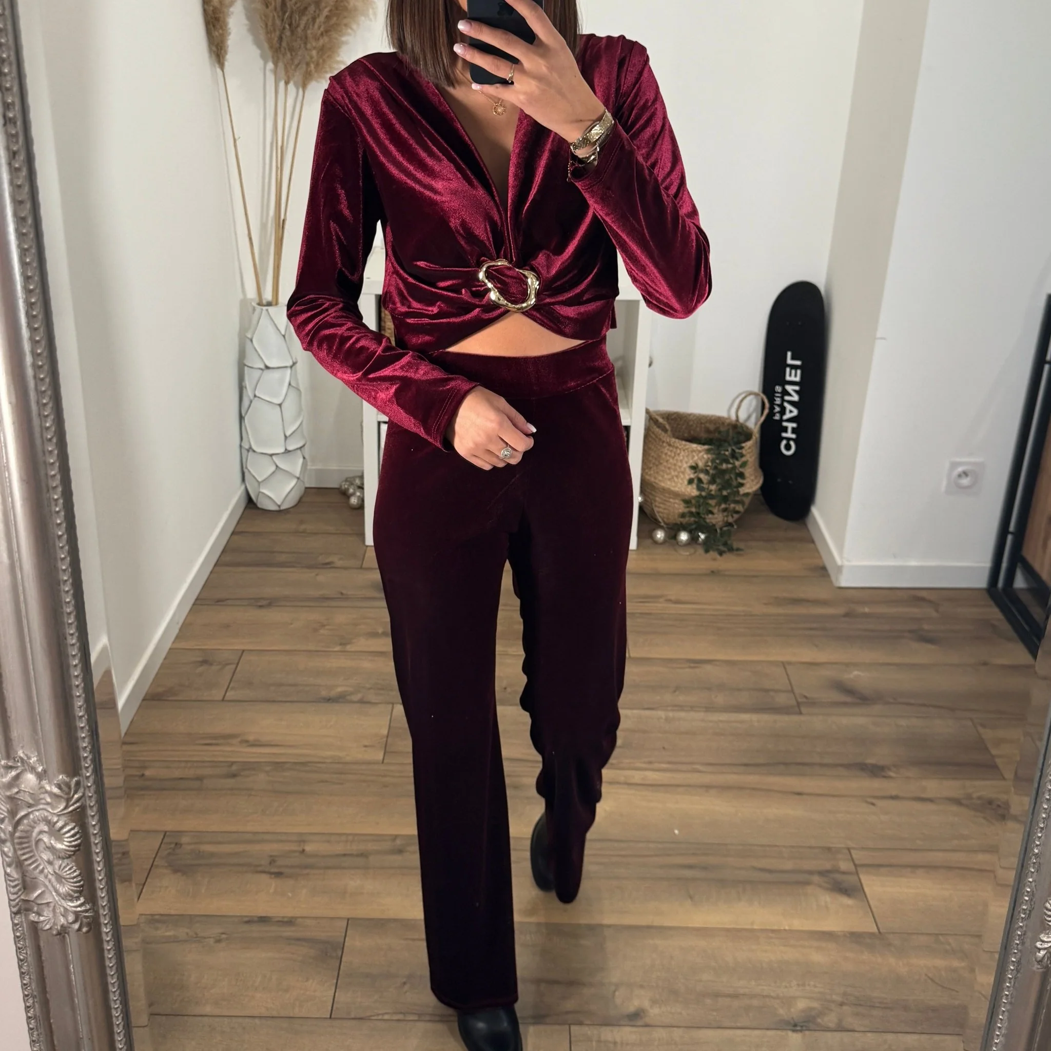 ENSEMBLE VELOURS BORDEAUX ASTIA - Image 2