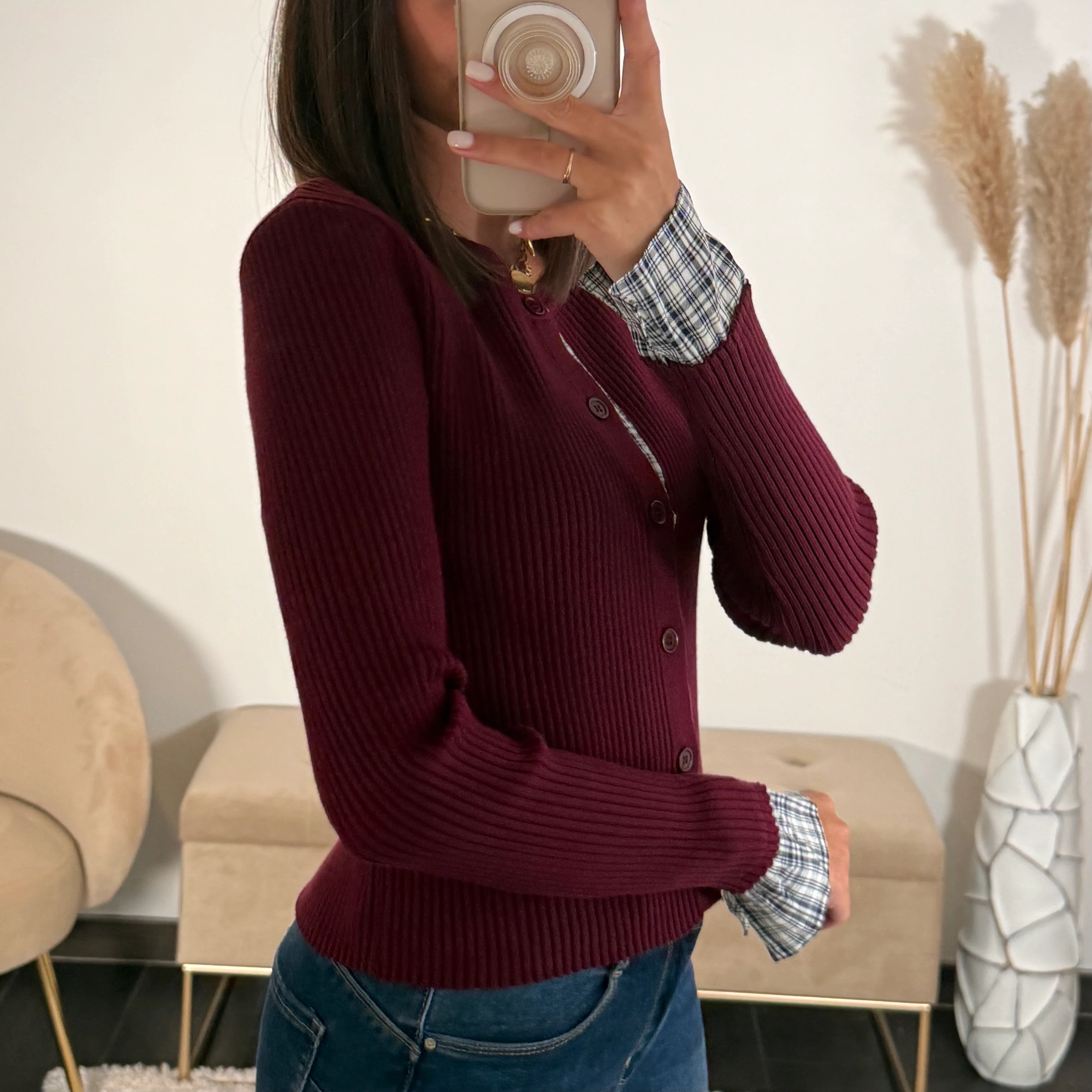 GILET BORDEAUX CARO - Image 2
