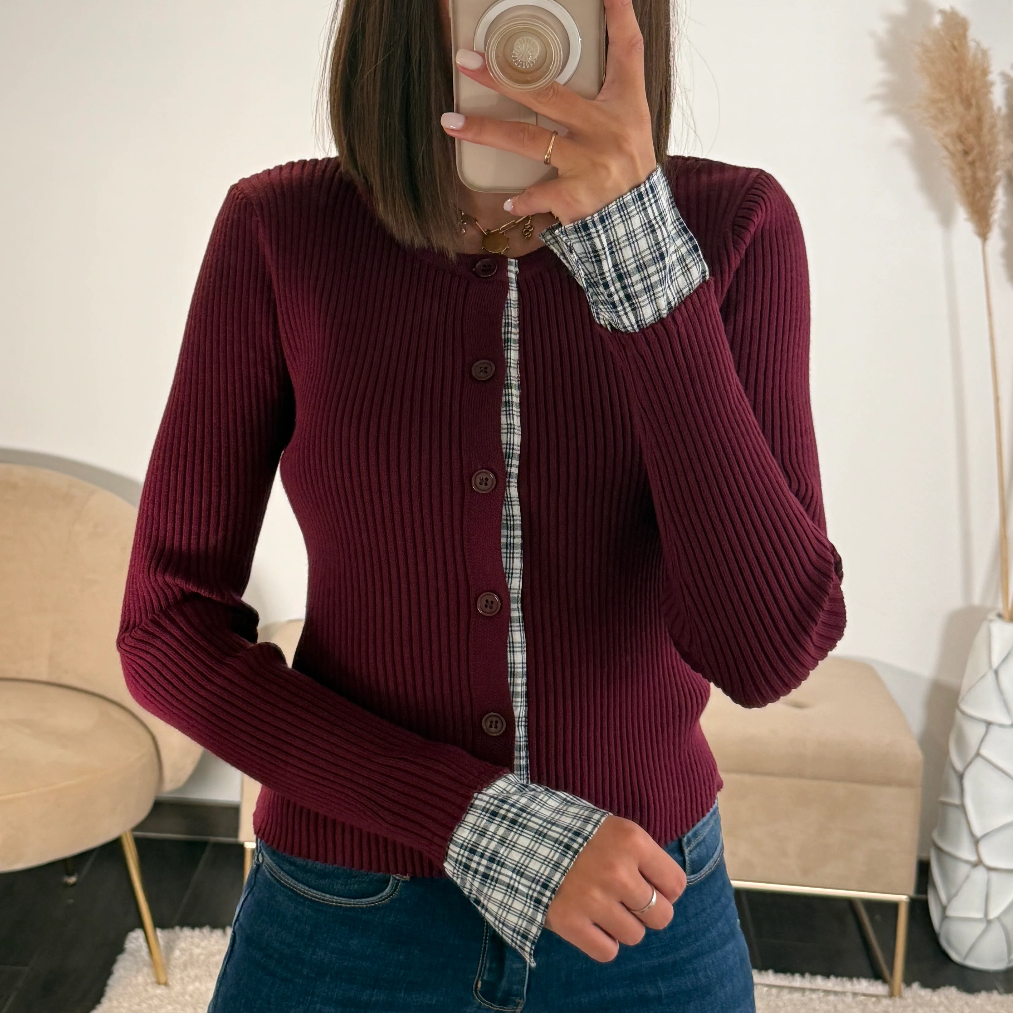 GILET BORDEAUX CARO - Image 3