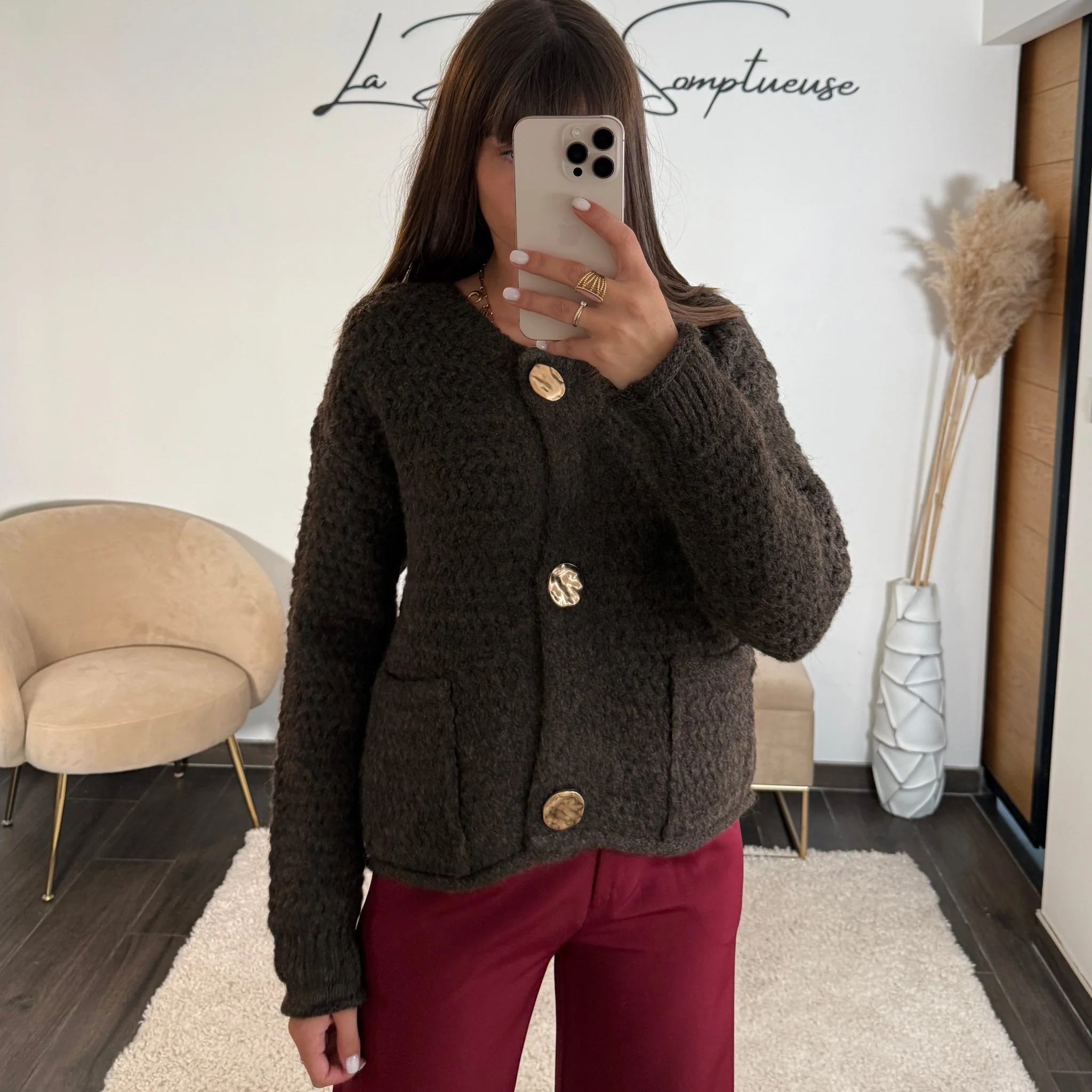 GILET CHOCO BOUTONS DOREES LOU - Image 3