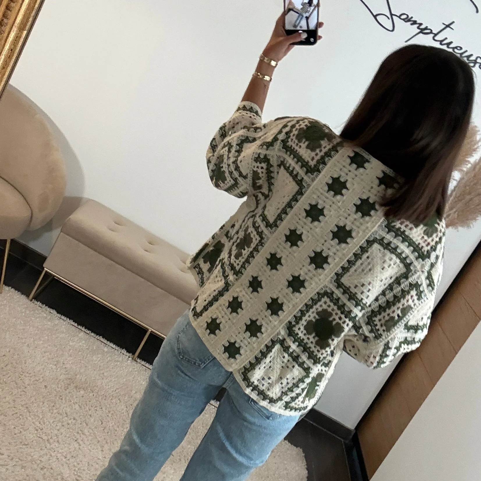 GILET CROCHET BEIGE ET KAKI NOVA - Image 3