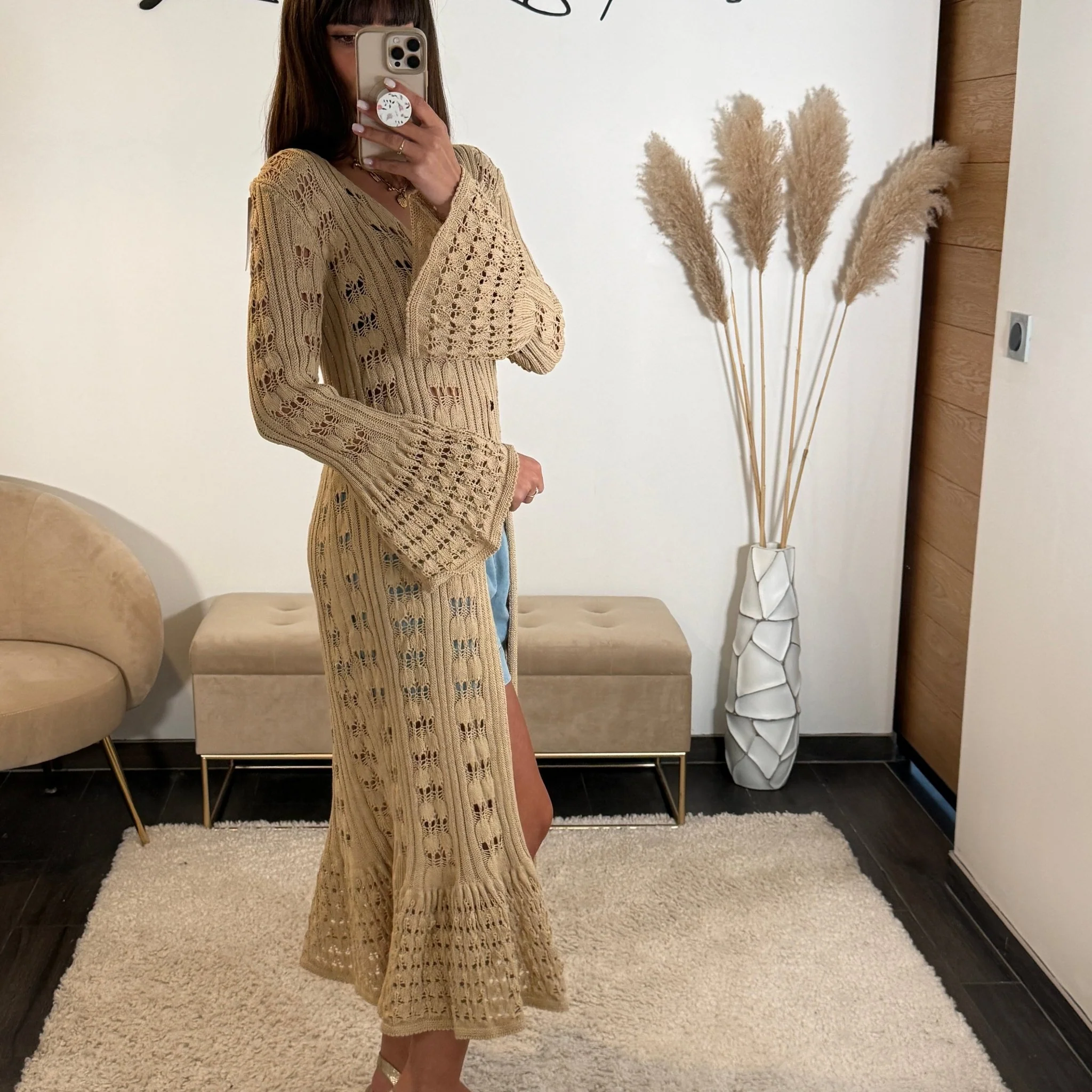 GILET LONG BEIGE - Image 2