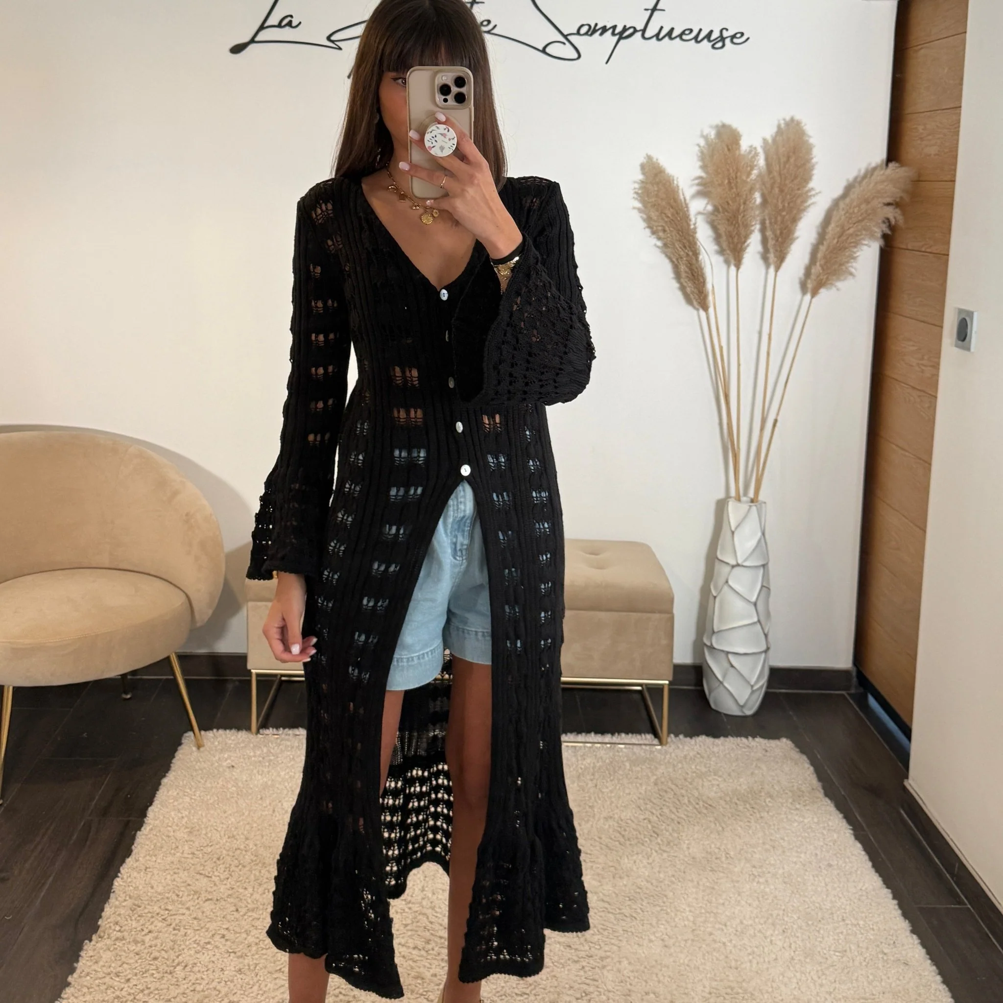GILET LONG NOIRE